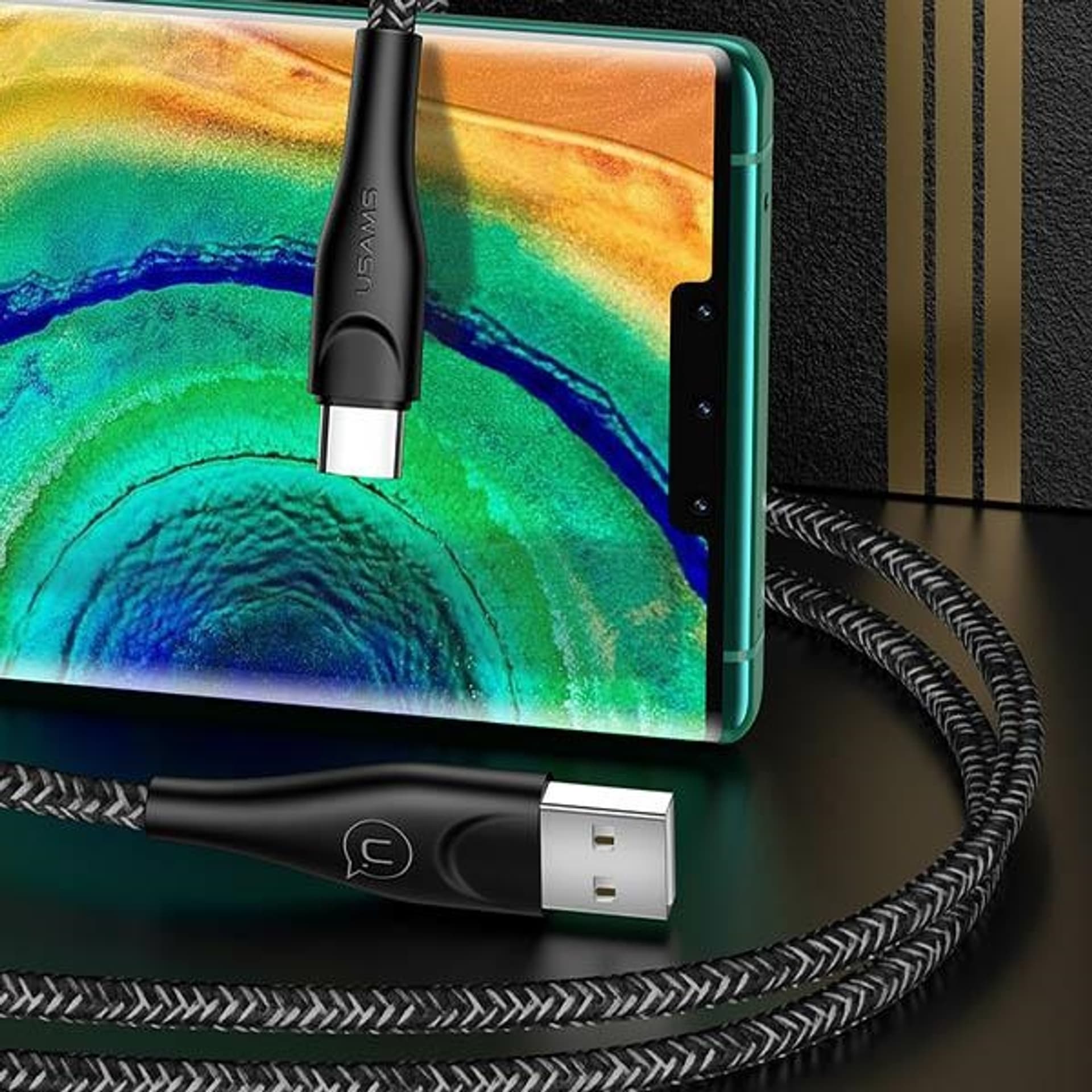 

USAMS Kabel pleciony U41 USB-C 1m 2A czerwony/red SJ392USB02 (US-SJ392) Fast Charge, Us-sj392) fast charg