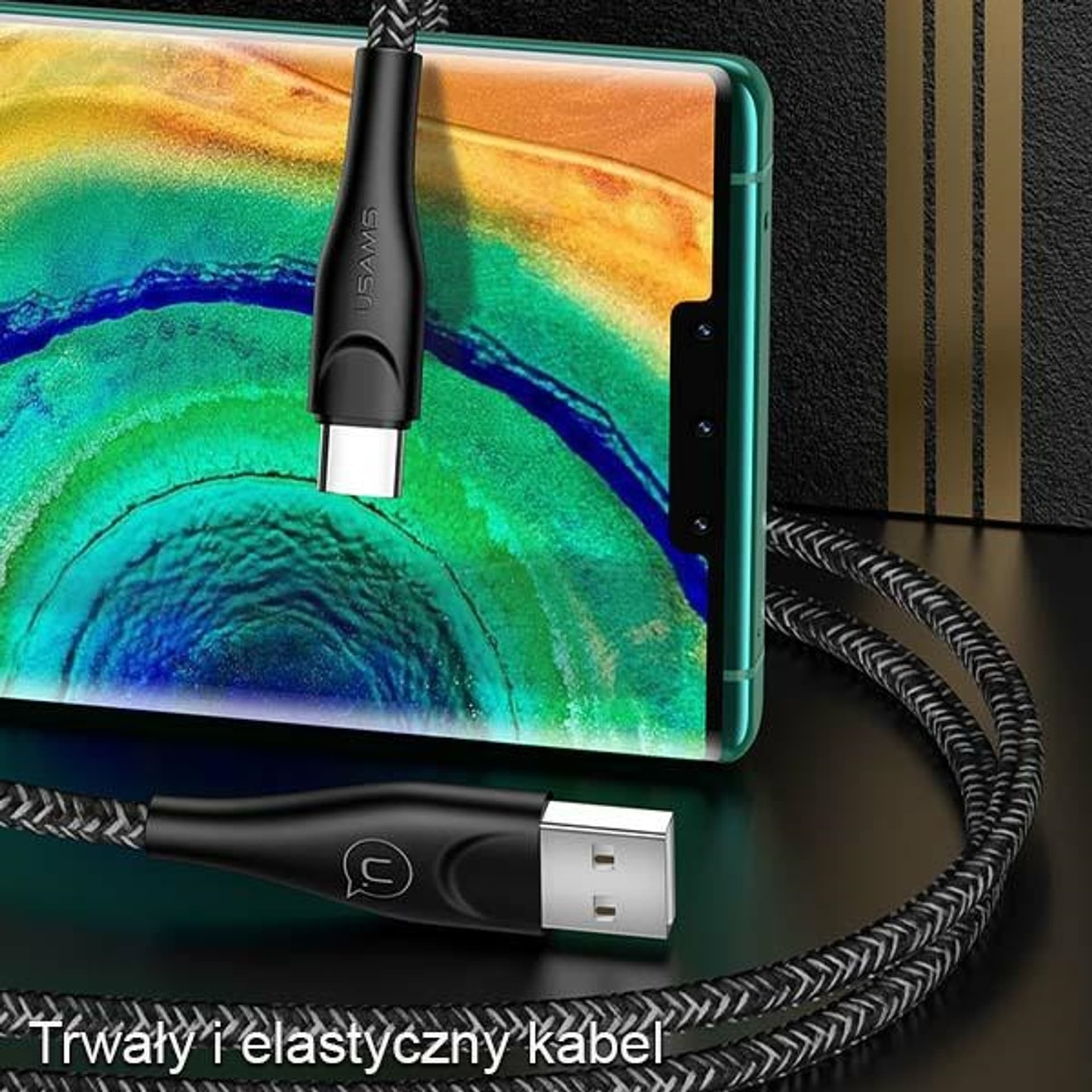 

USAMS Kabel pleciony U41 USB-C 2m 2A czerwony/red SJ395USB02 (US-SJ395)