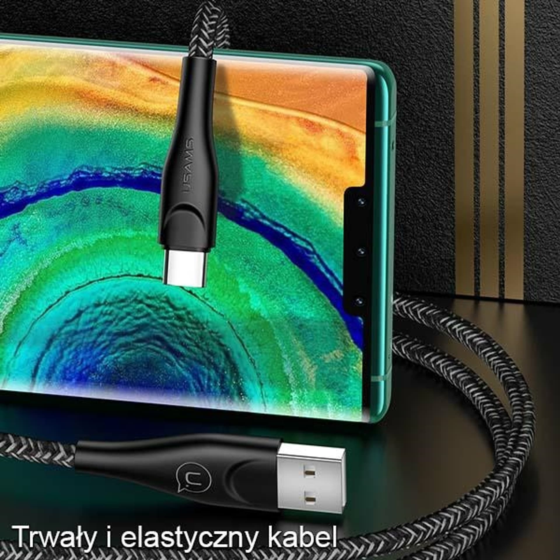 

USAMS Kabel pleciony U41 USB-C 3m 2A czerwony/red SJ398USB02 (US-SJ398) Fast Charge, Us-sj398) fast charg