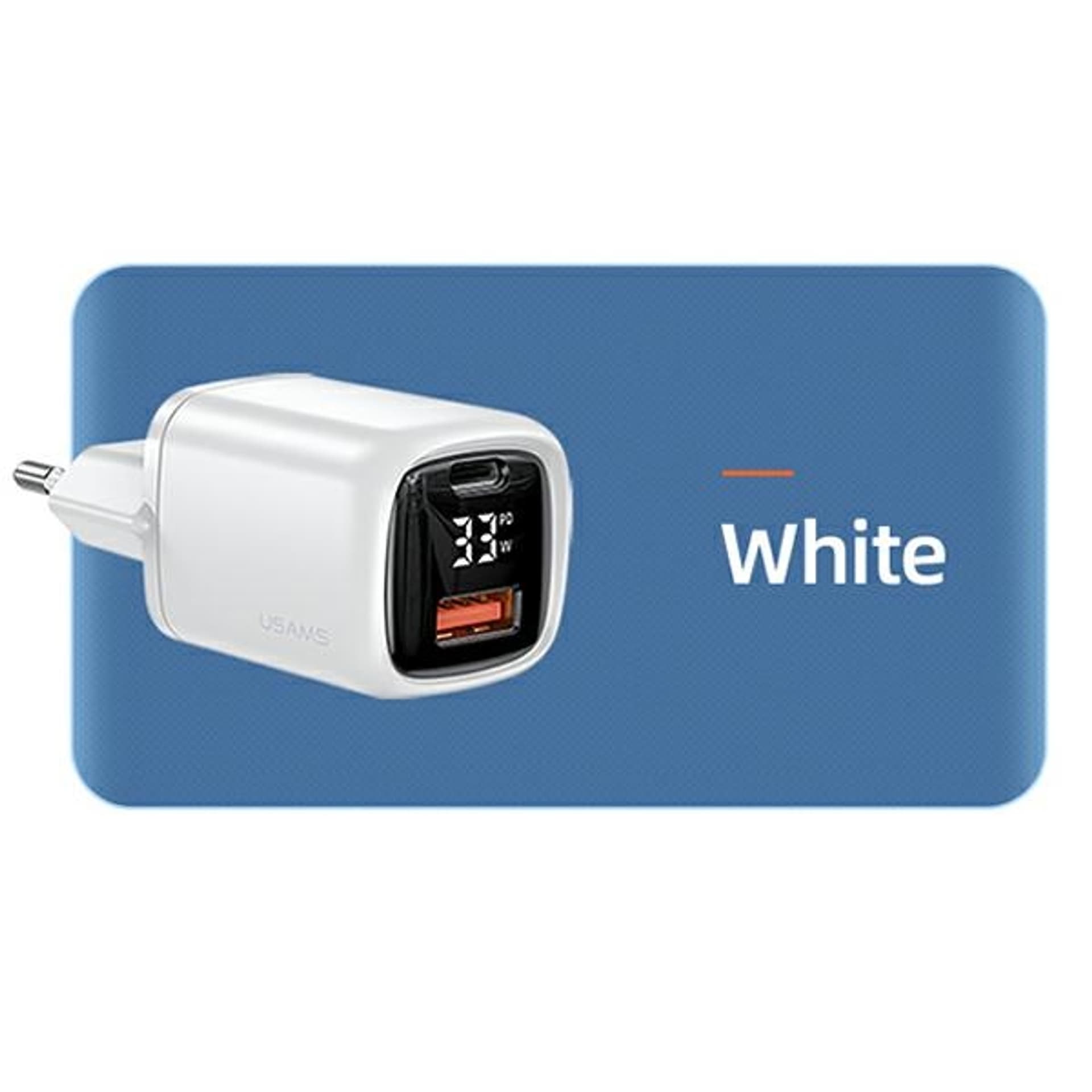 

USAMS Ład. siec. 1xUSB-C+1xUSB T46 33W PD3.0 +QC3.0 Fast Charging +kabel U63 USB-C/Lightning biały/white UDTZ02 (USAMS-UD)