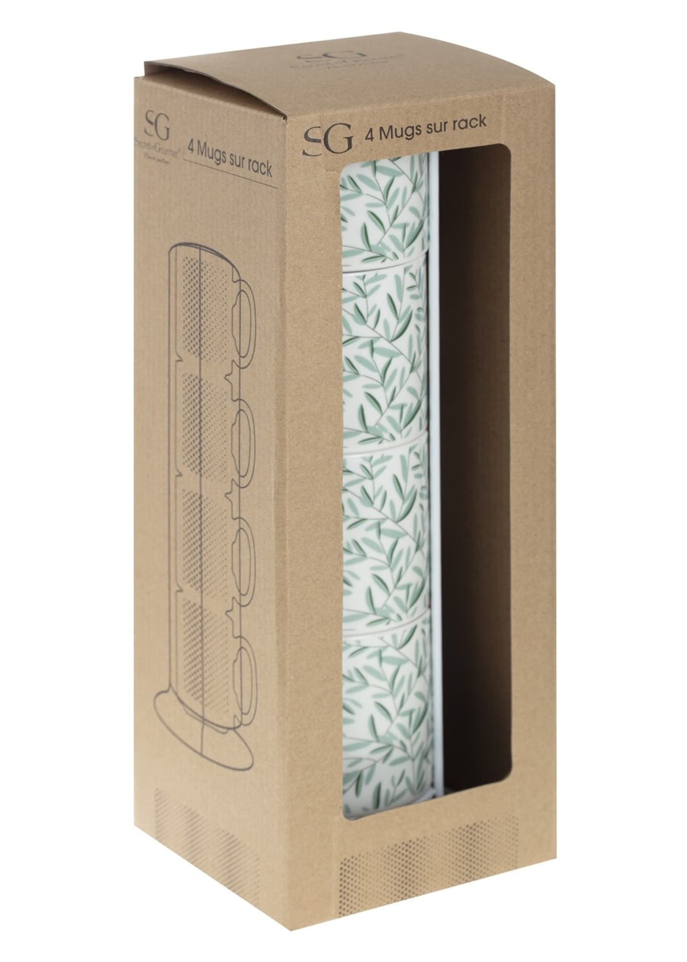 

Komplet 4 filiżanek Floral Green 240 ml