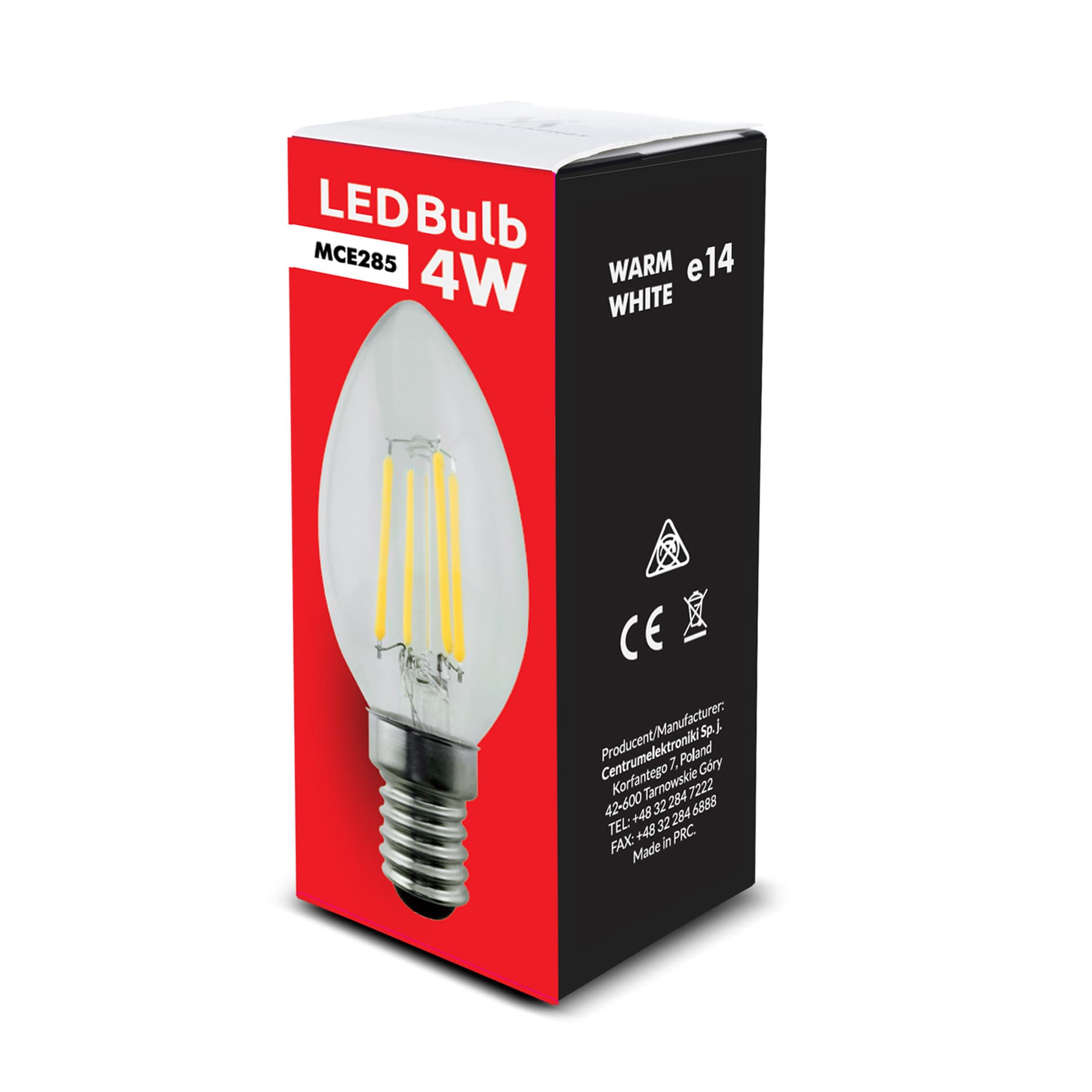 

Żarówka Maclean, Filamentowa LED E14, 4W, 230V, WW ciepła biała 3000K, 400lm, Retro edison ozdobna świeczka C35, MCE285