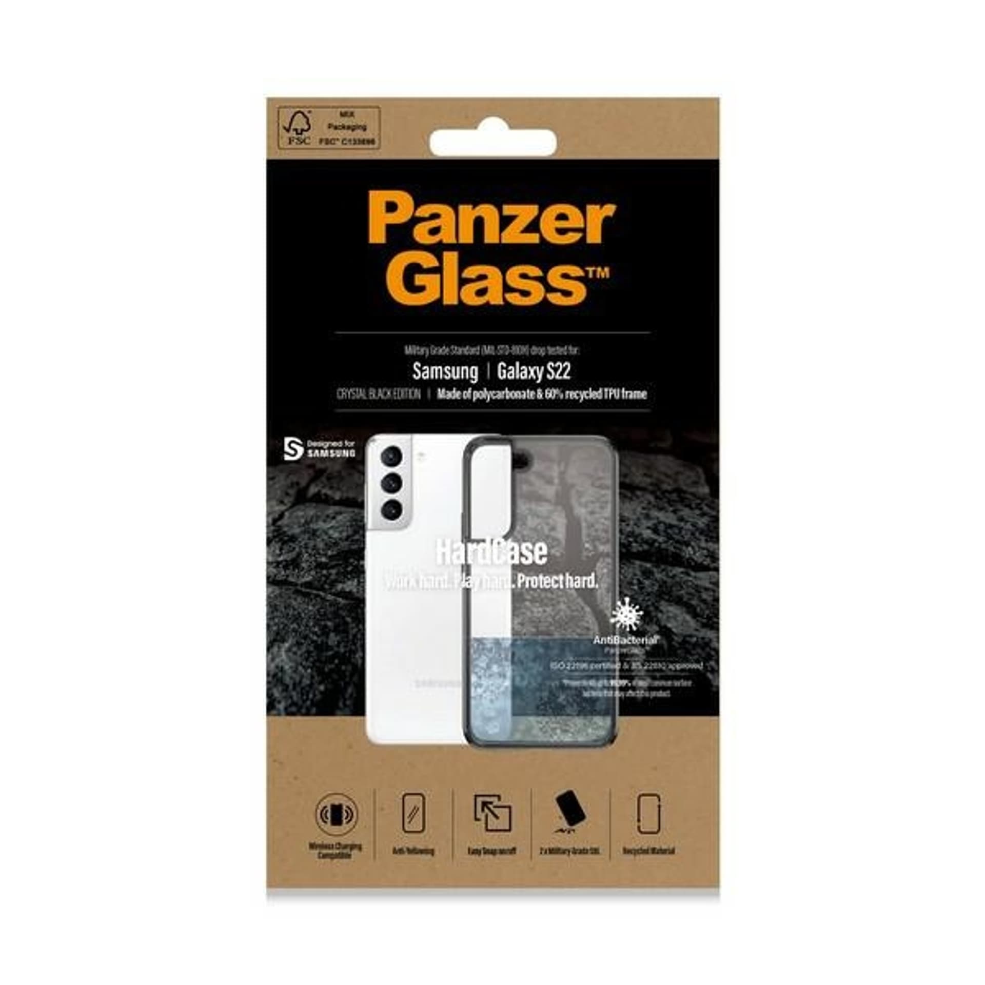 

PanzerGlass HardCase Samsung S22 G901 Antibacterial Military grade clear