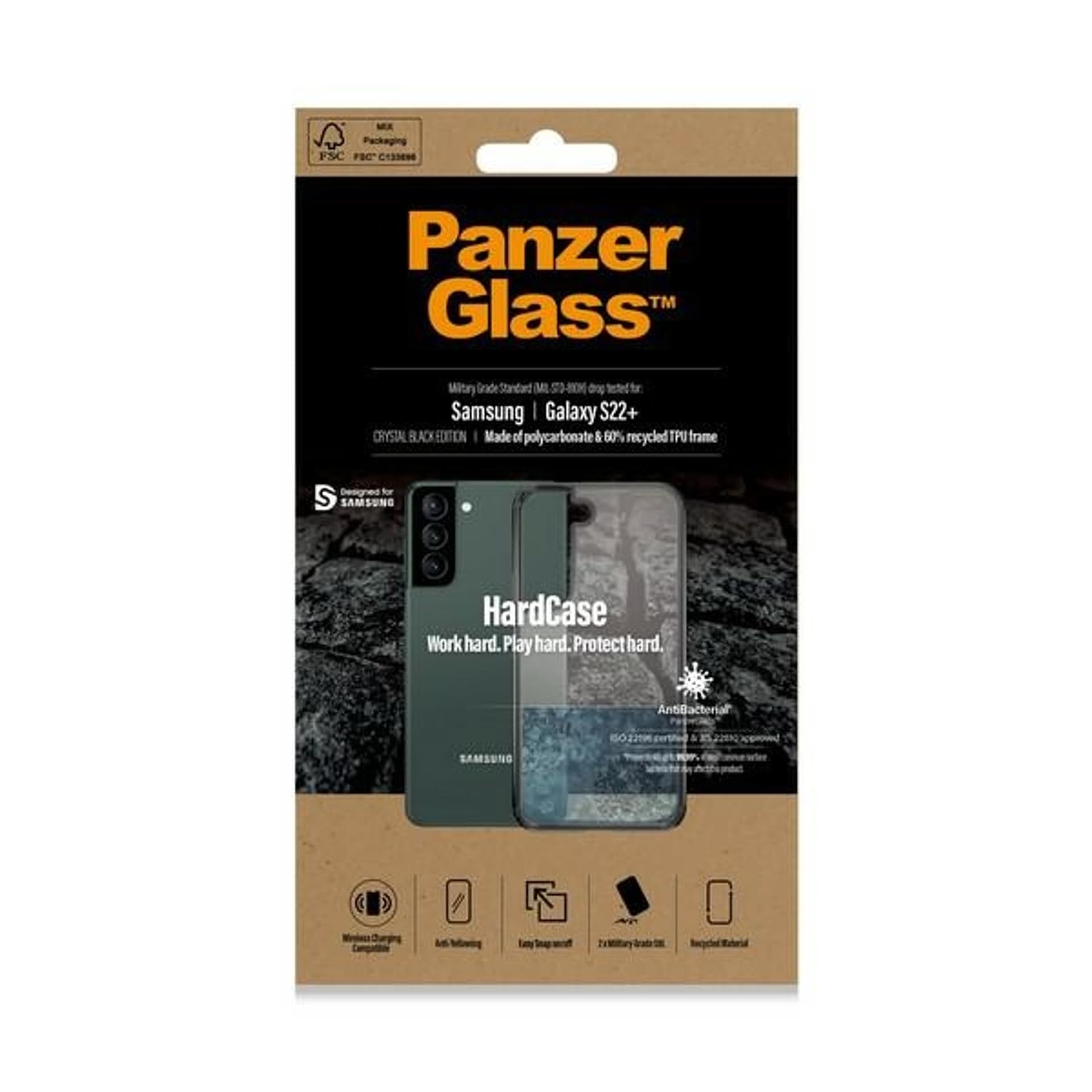 

PanzerGlass HardCase Samsung S22+ G906 Antibacterial Military grade clear