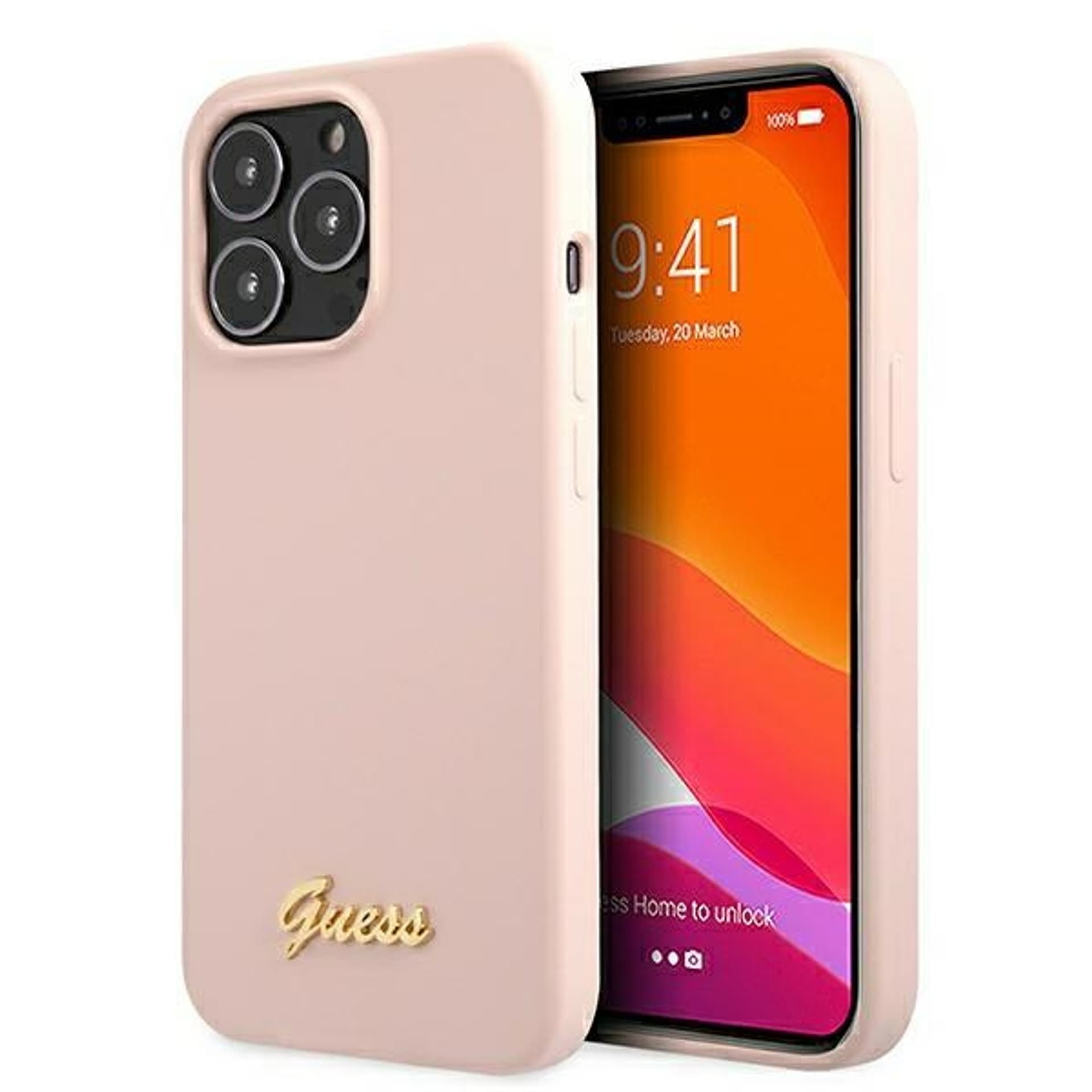 

Guess Silicone Script MagSafe - Etui iPhone 13 Pro (różowy)