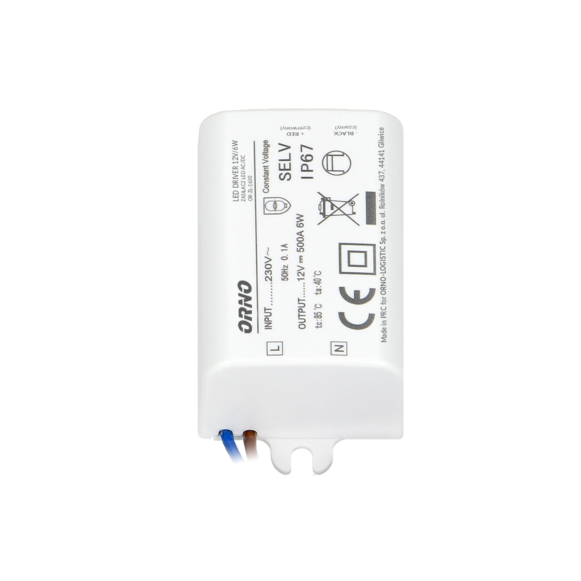 

Zasilacz MINI do LED do puszki 12VDC 6W, IP67, 55/29,5/22mm