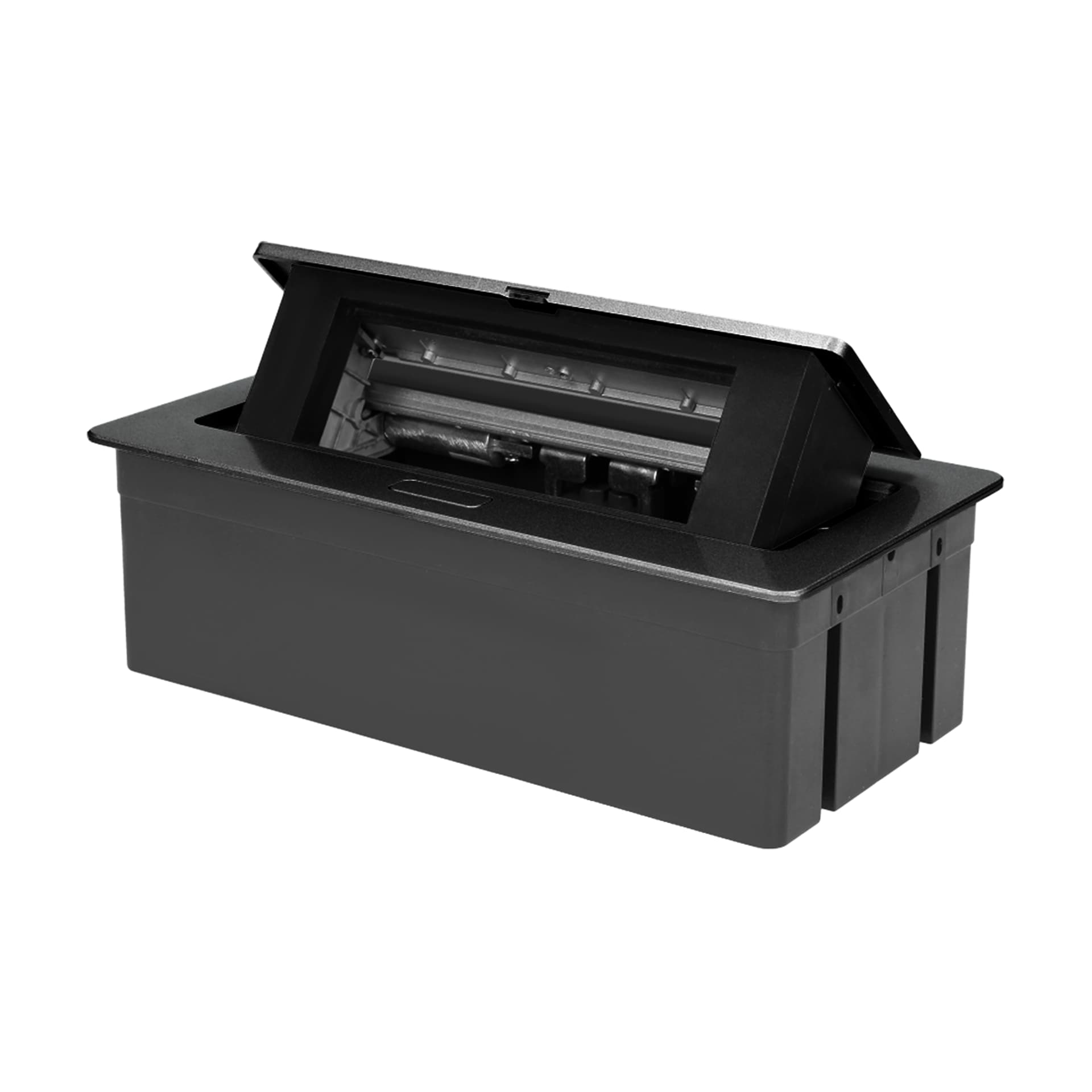 

NOEN Kaseta meblowa wpuszczana w blat ze zintegrowaną ramką PCV na gniazda modułowe 3 x 45x45mm lub 6 x 22,5x45mm, przewód 1,5m, czarne