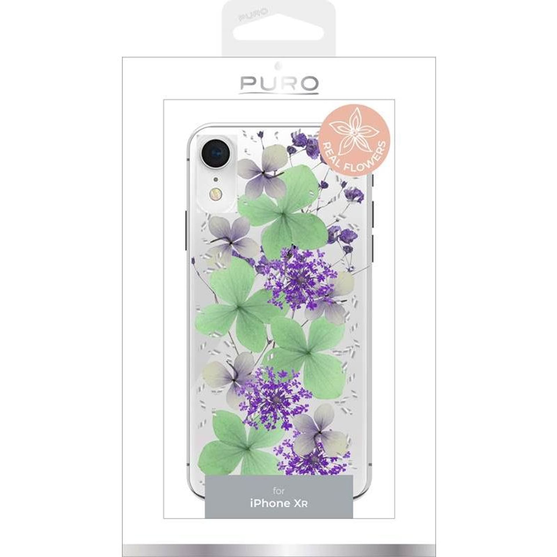 

PURO Glam Hippie Chic Cover - Etui iPhone XR (prawdziwe płatki kwiatów zielone)