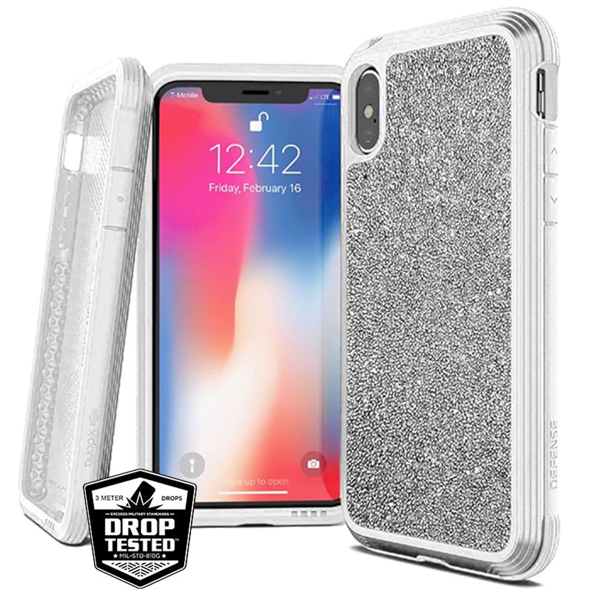 

X-Doria Defense Lux - Etui aluminiowe iPhone Xs Max (Drop test 3m) (White Glitter)