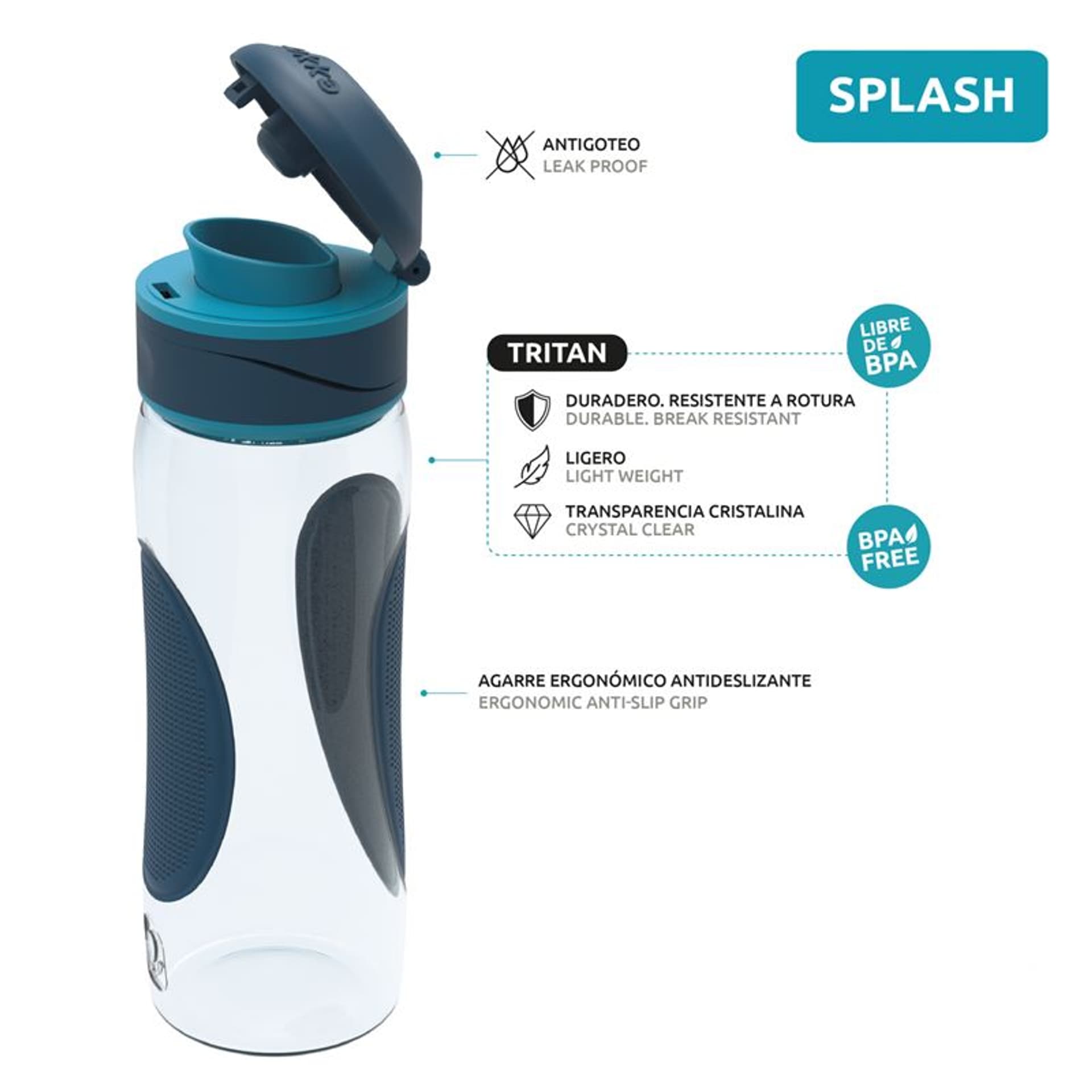 

Quokka Splash - Butelka bidon na wodę z systemem szybkiego otwierania 730 ml (Carbon)