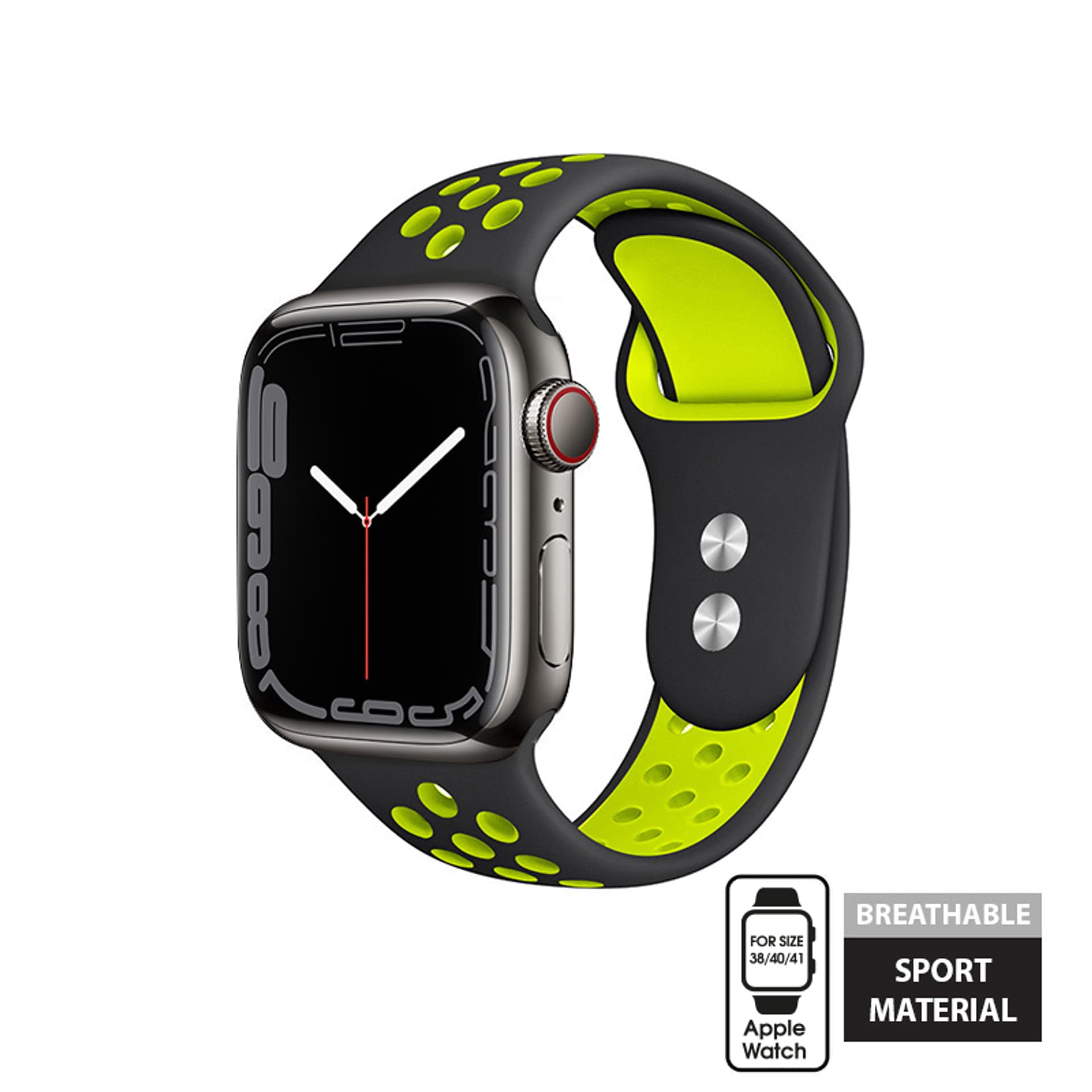 

Crong Duo Sport - Pasek do Apple Watch 38/40/41 mm (czarny/limonkowy)
