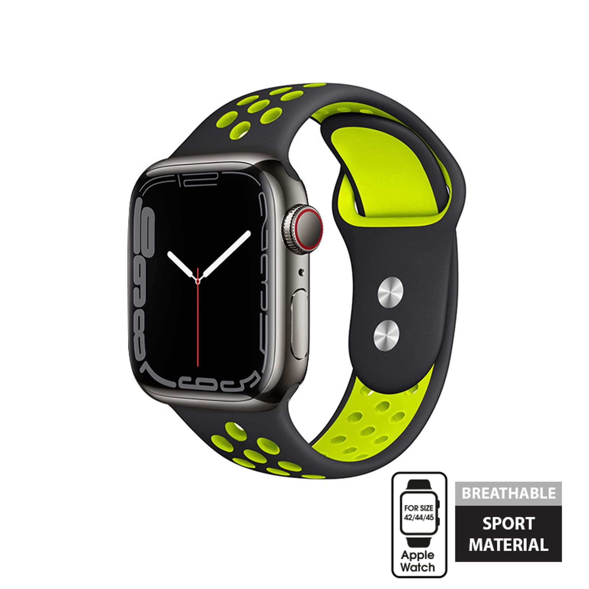 

Crong Duo Sport - Pasek do Apple Watch 42/44/45/49 mm (czarny/limonkowy)