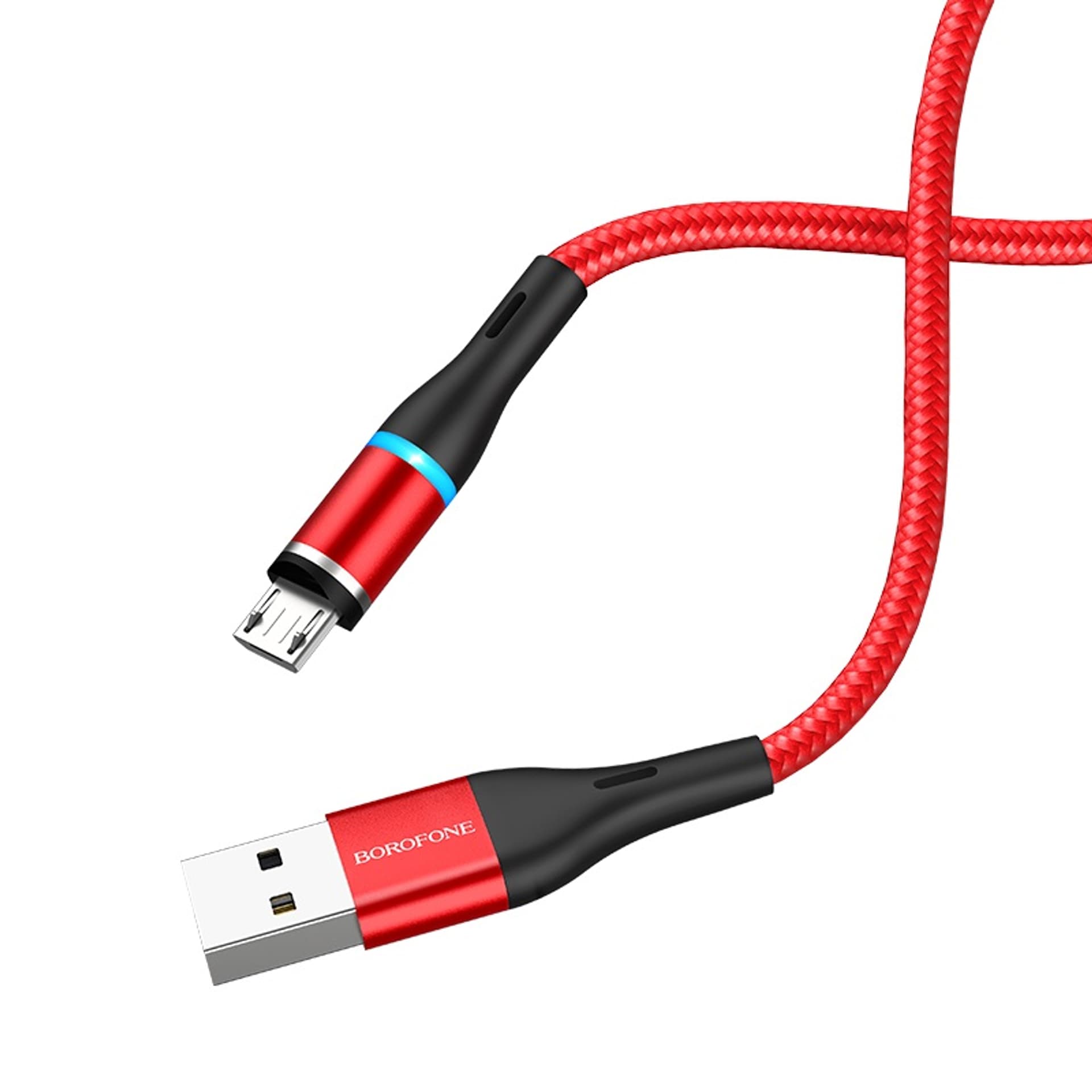 

Borofone - Kabel USB-A do microUSB z magnetyczną końcówką i podświetleniem, 1,2 m (Czerwony)