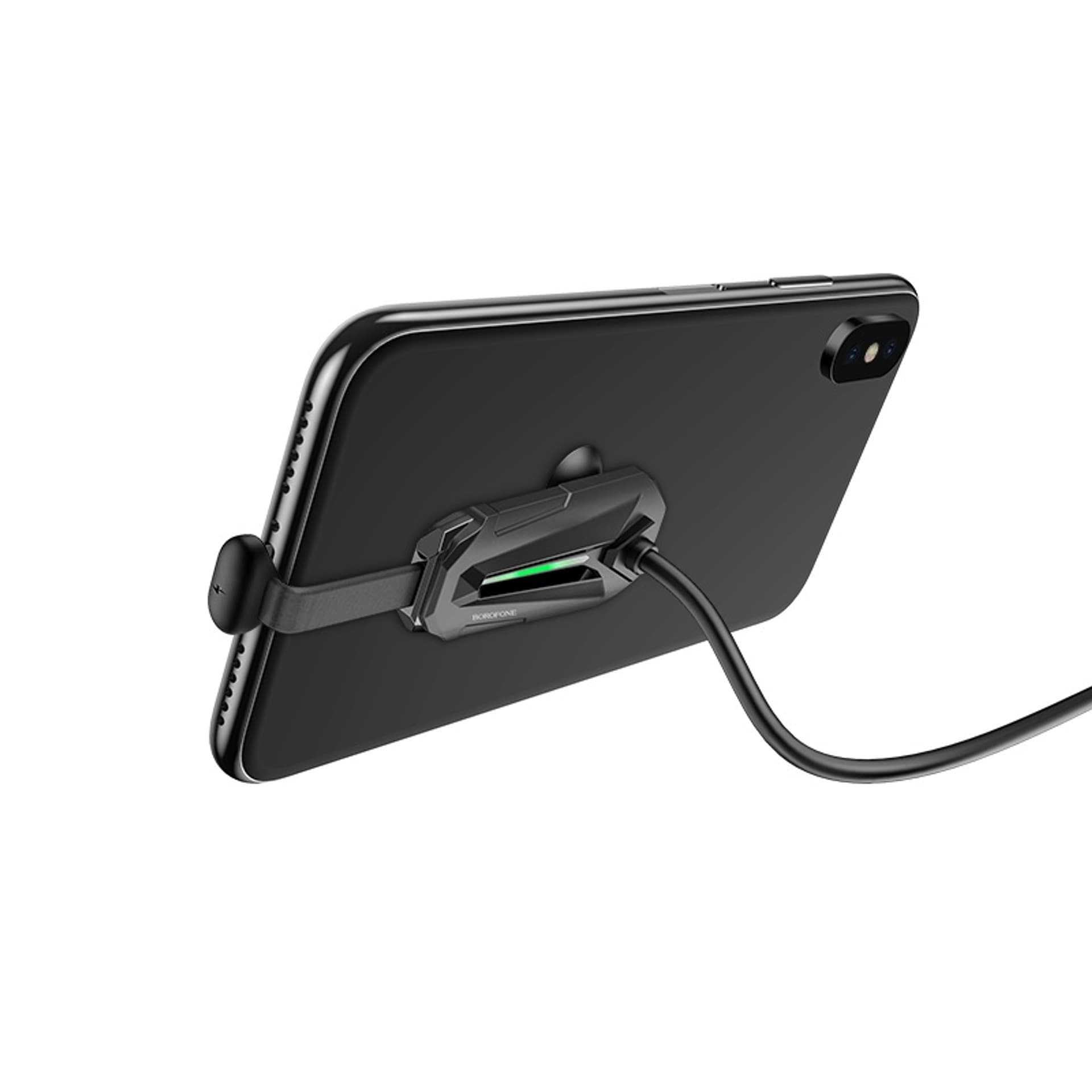 

Borofone - kabel gamingowy USB-A do Lightning z ergonomicznym uchwytem do telefonu, czarny