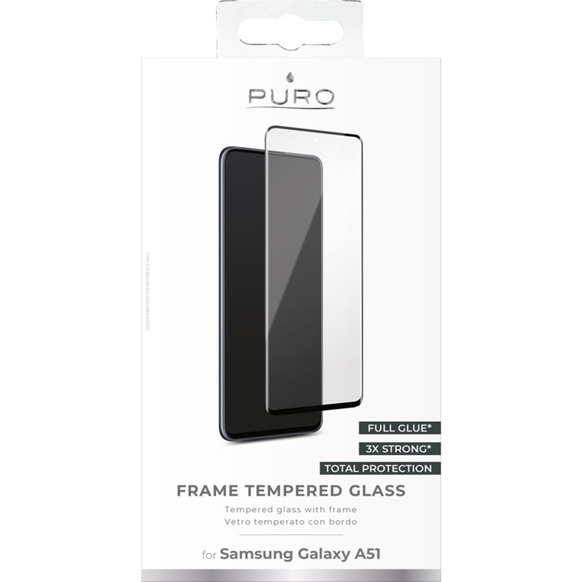 

PURO Frame Tempered Glass - Szkło ochronne hartowane na ekran Samsung Galaxy A51 (czarna ramka)