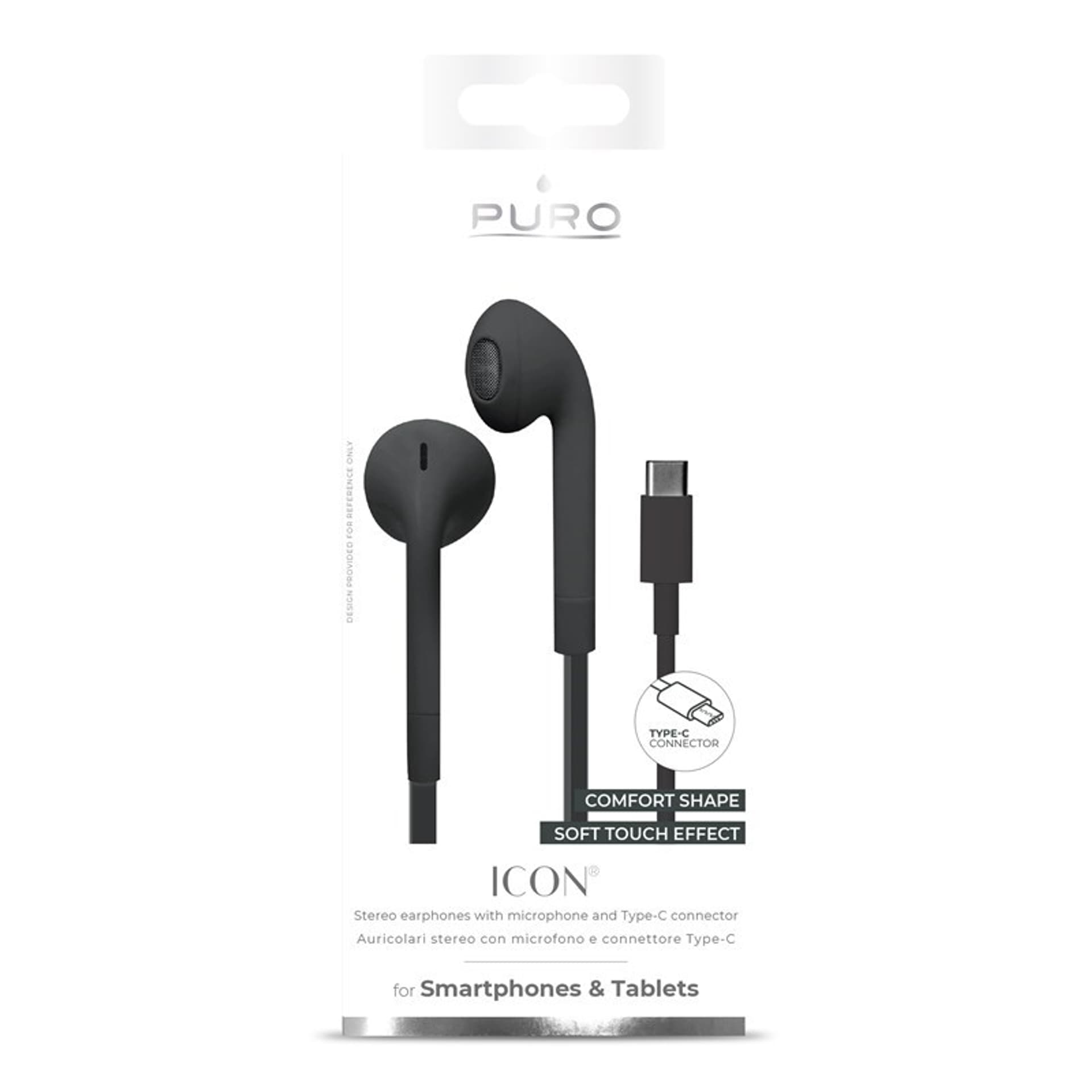 

PURO ICON Stereo Earphones - Słuchawki USB-C z płaskim kablem z mikrofonem i pilotem (Czarny)