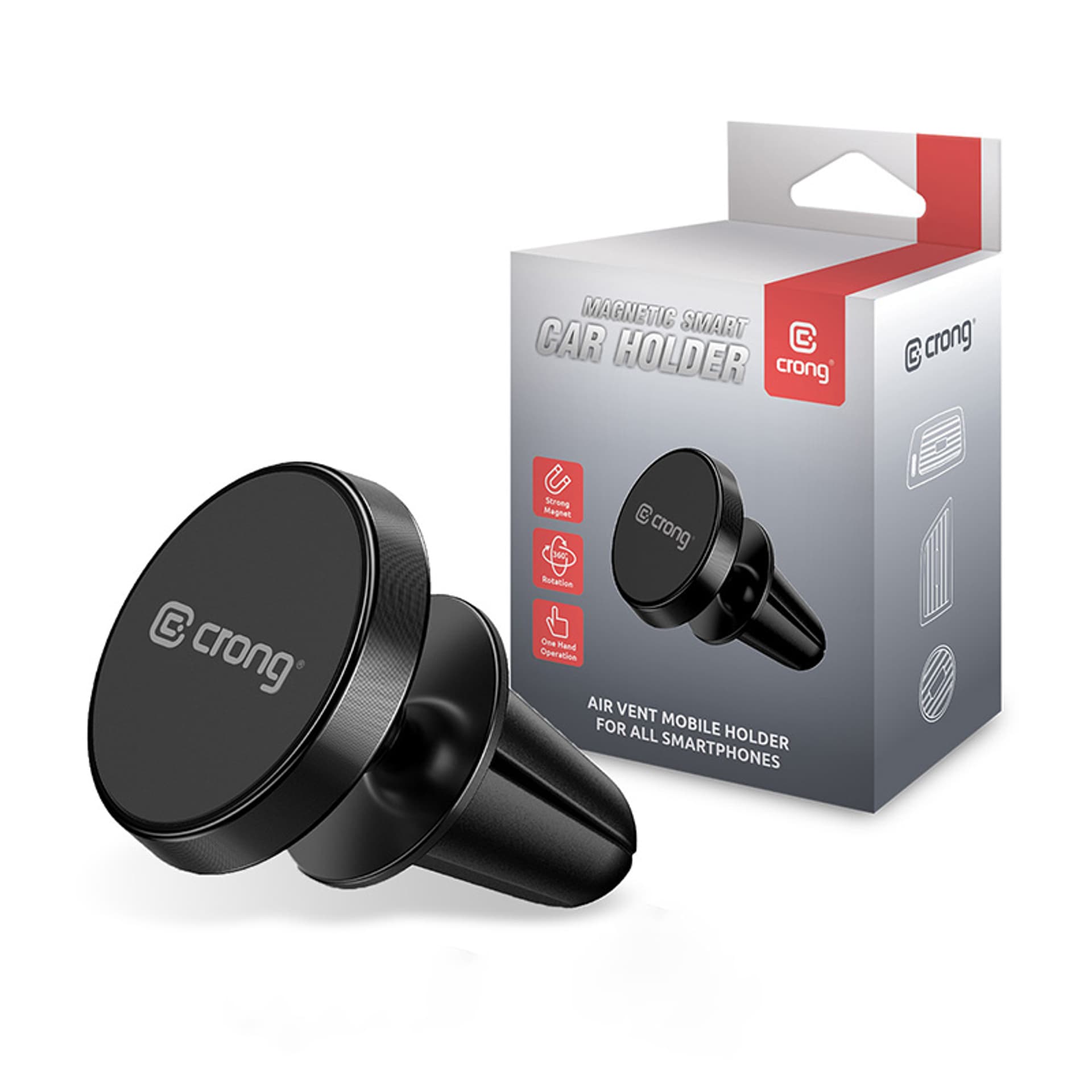 

Crong Magnetic Smart Car Holder – Magnetyczny uchwyt samochodowy do telefonu (czarny)