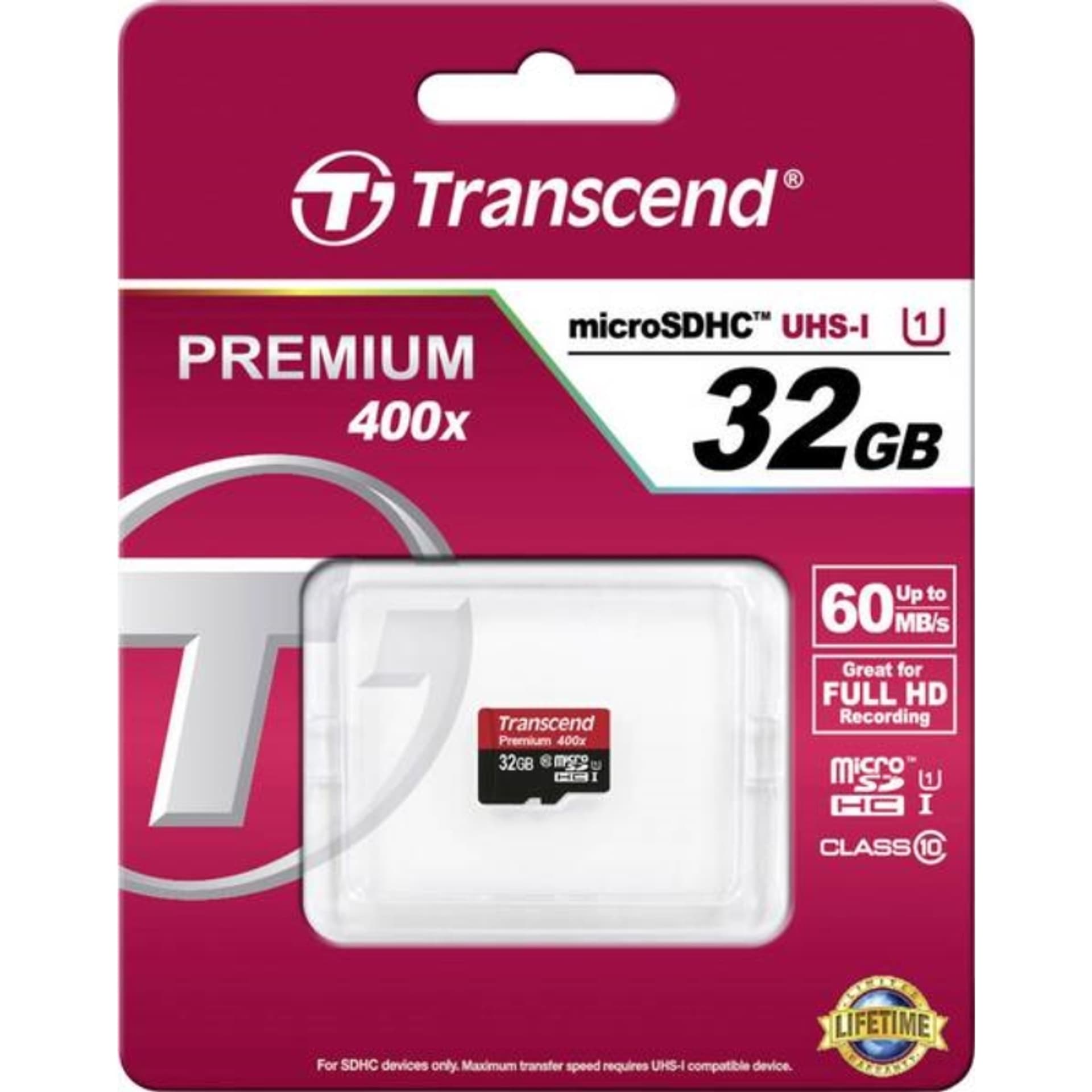 

Transcend Memory microSDHC - Karta pamięci 32 GB Class 10 UHS-I U1 60/25 MB/s