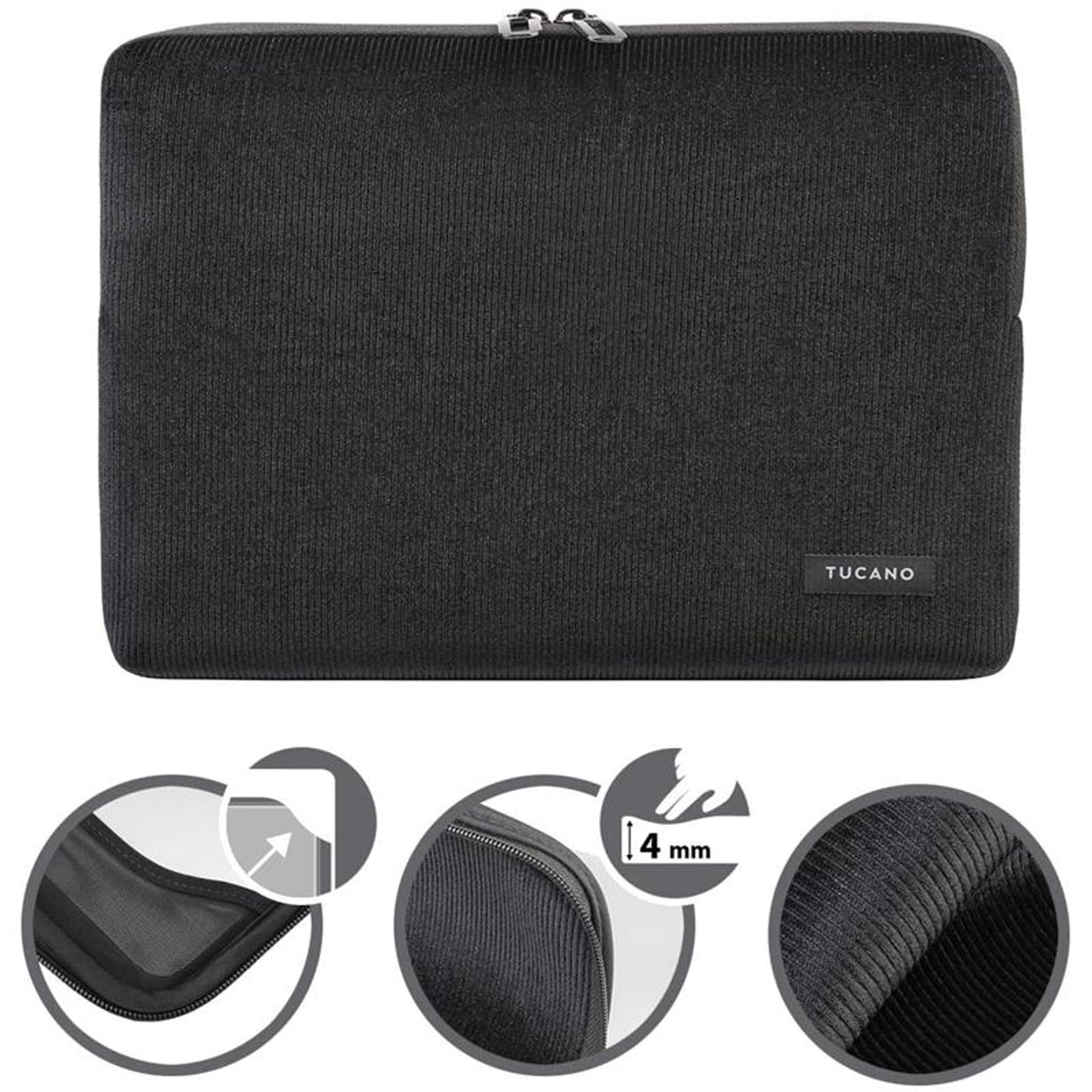 

Tucano Velluto - Pokrowiec MacBook Pro 13" (M2/M1/2022-2016) / MacBook Air 13" (M1/2020-2018) / Laptop 12” (czarny)