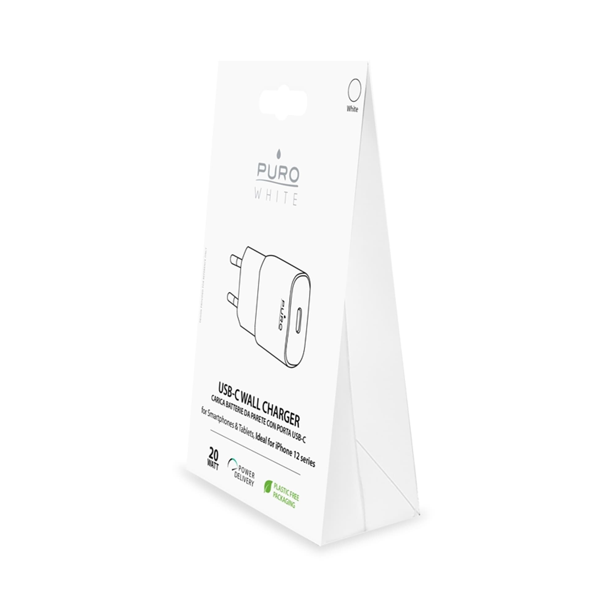 

PURO White Mini Fast Travel Charger - Szybka ładowarka sieciowa USB-C Power Delivery 20W (biały)