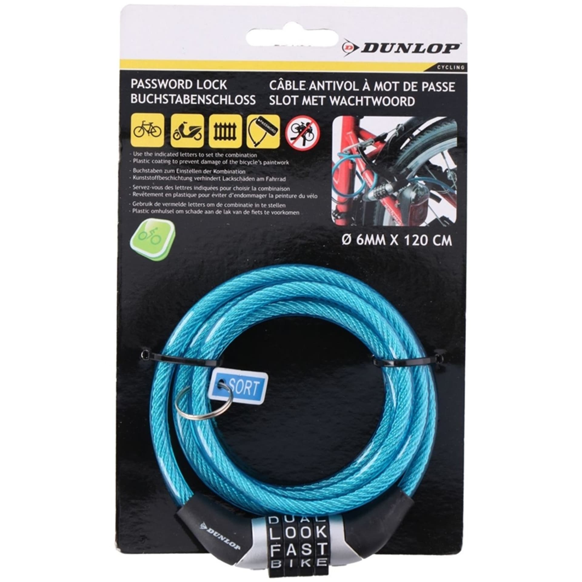 

Dunlop - Zapięcie do roweru z szyfrem (Niebieski)