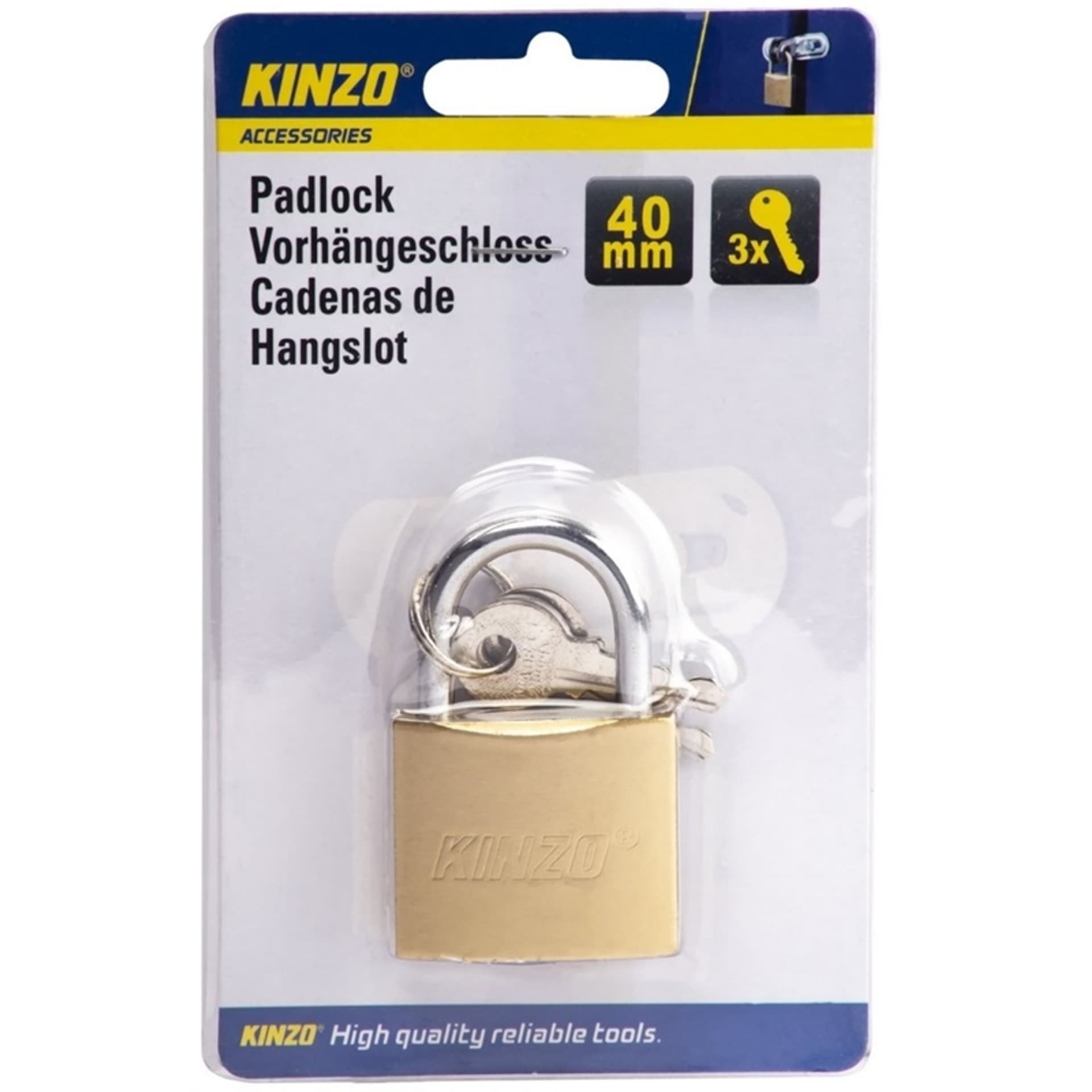 

Kinzo - Kłódka 40 mm + 3 klucze