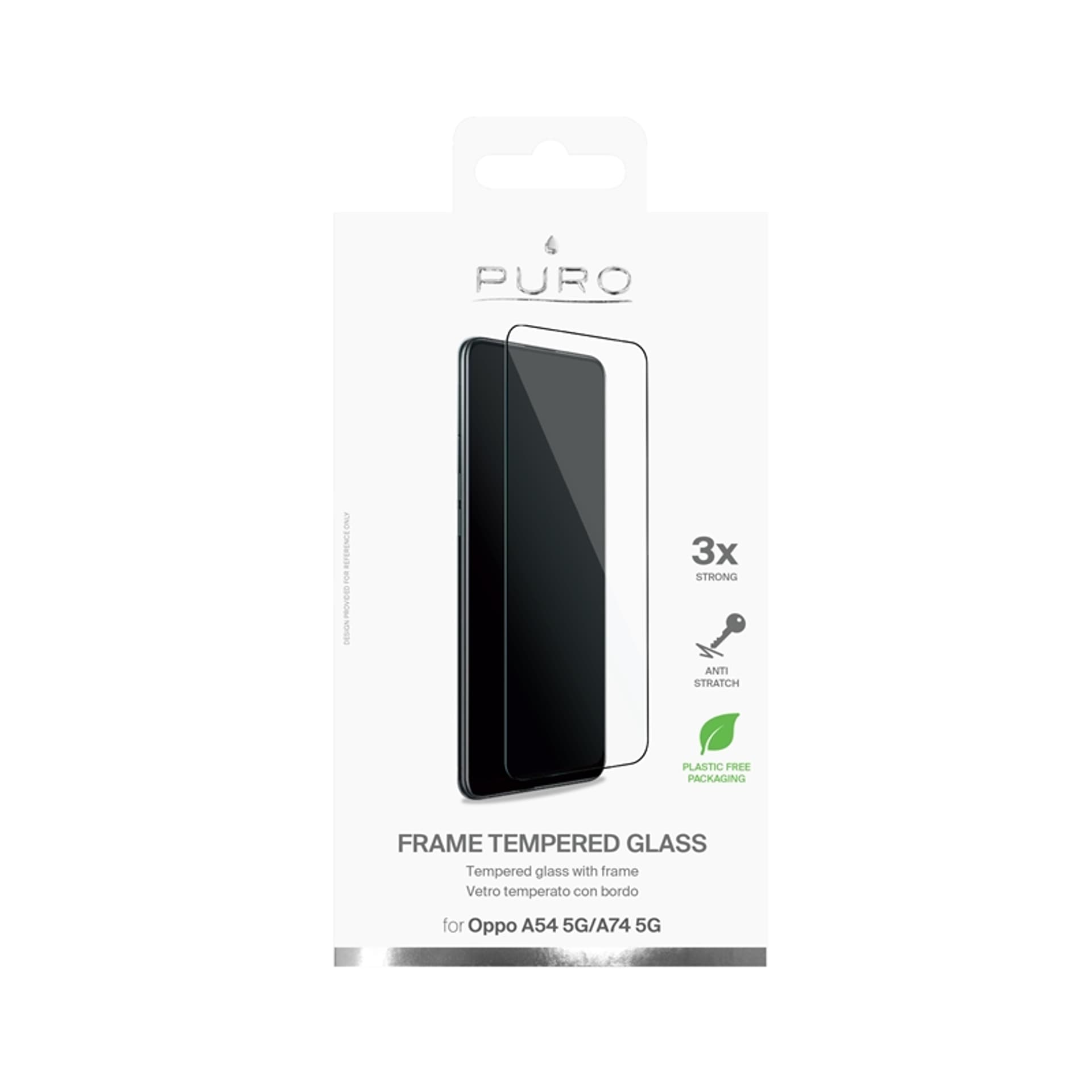 

PURO Frame Tempered Glass - Szkło ochronne hartowane na ekran Oppo A54 5G / A74 5G (czarna ramka)