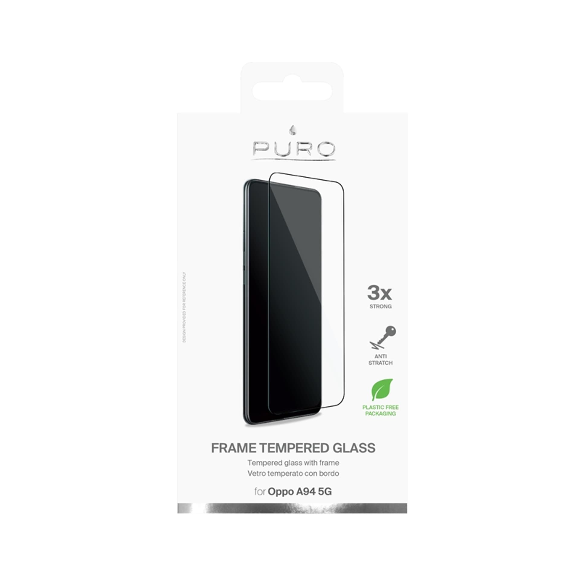 

PURO Frame Tempered Glass - Szkło ochronne hartowane na ekran Oppo A94 5G (czarna ramka)