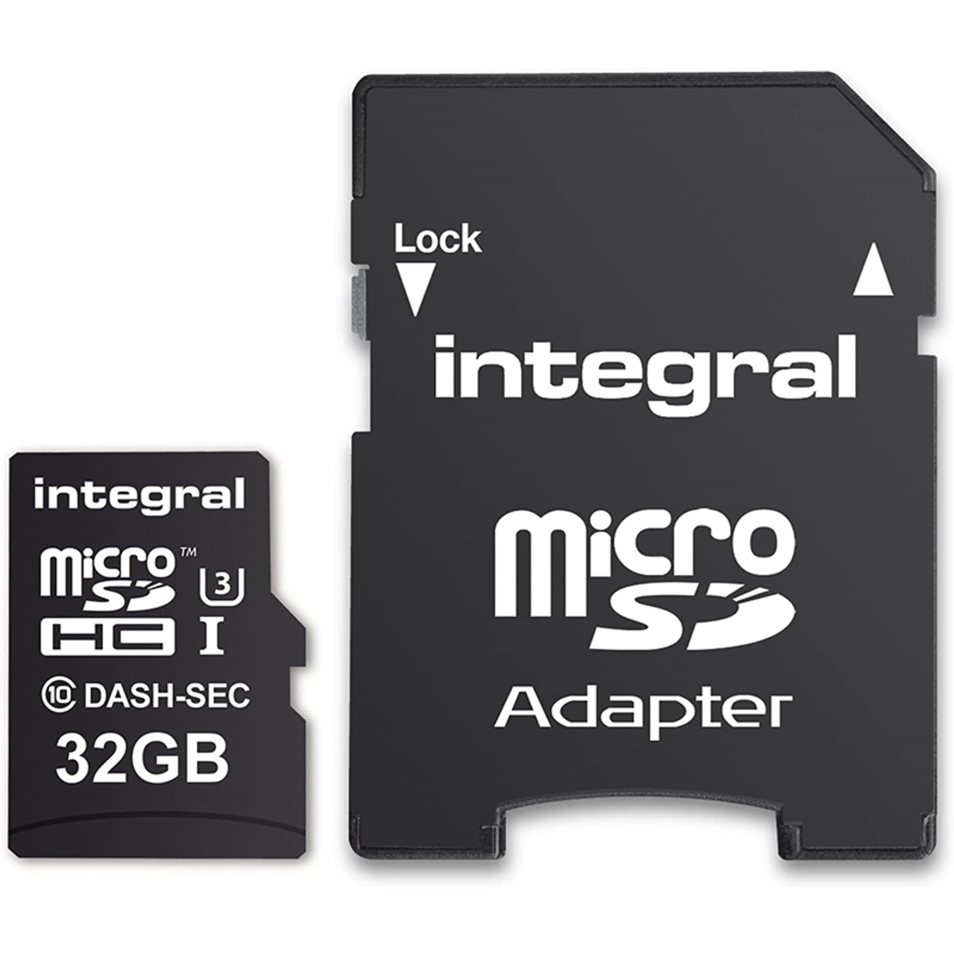 

Integral Dash & Security microSDHC - Karta pamięci 32GB C10 UHS-I U3 z adapterem
