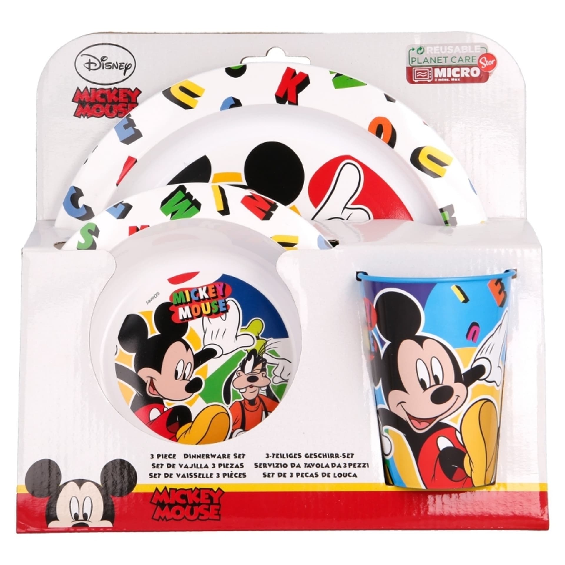 

Mickey Mouse - Zestaw naczyń do mikrofali (talerzyk, miska, kubek 265 ml) (biały)