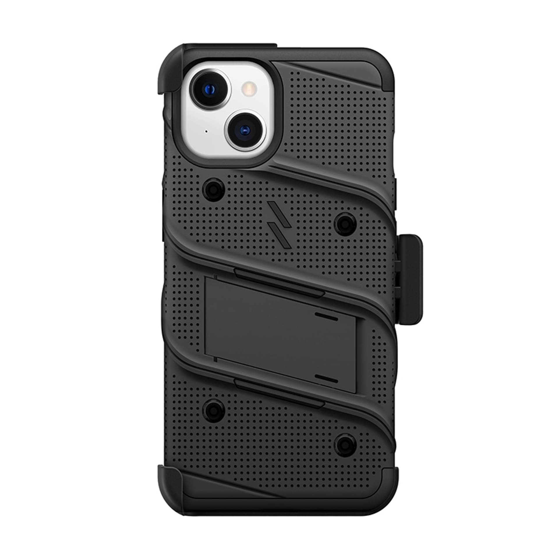 

ZIZO BOLT Series - Pancerne etui iPhone 13 ze szkłem 9H na ekran + uchwyt z podstawką (czarny)