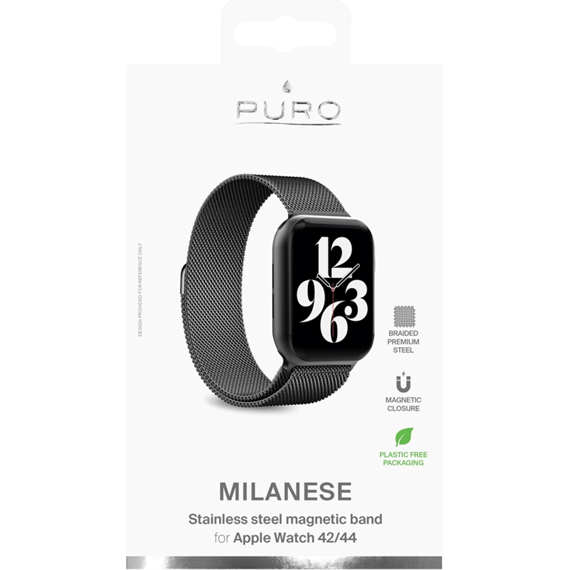 

Puro Milanese Magnetic Band - Pasek ze stali nierdzewnej do Apple Watch 42/44/45 mm (czarny)