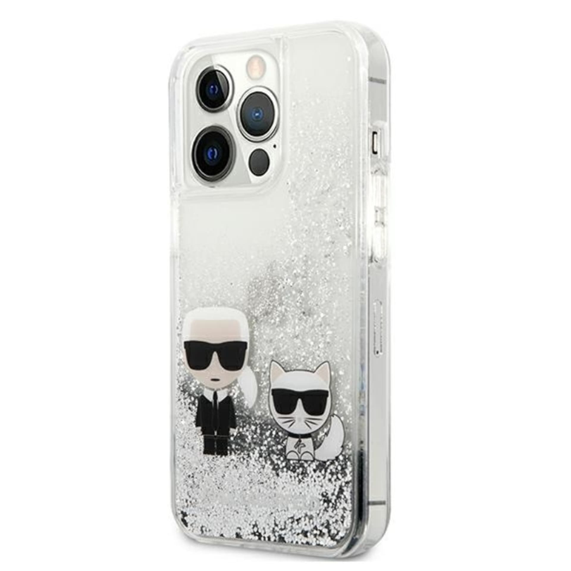 

Karl Lagerfeld Liquid Glitter Karl & Choupette - Etui iPhone 13 Pro Max (srebrny)