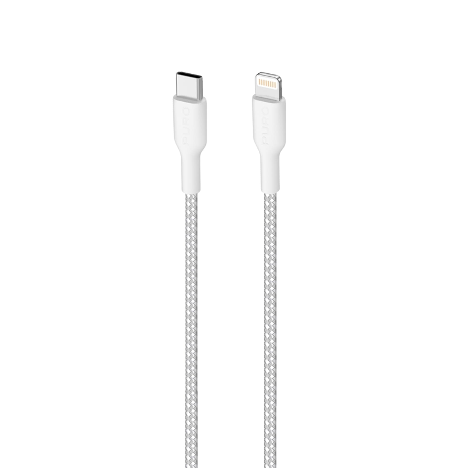 

PURO Fabric Ultra Strong - Kabel w oplocie heavy duty USB-C / Lightning certyfikat MFi 2m (biały)