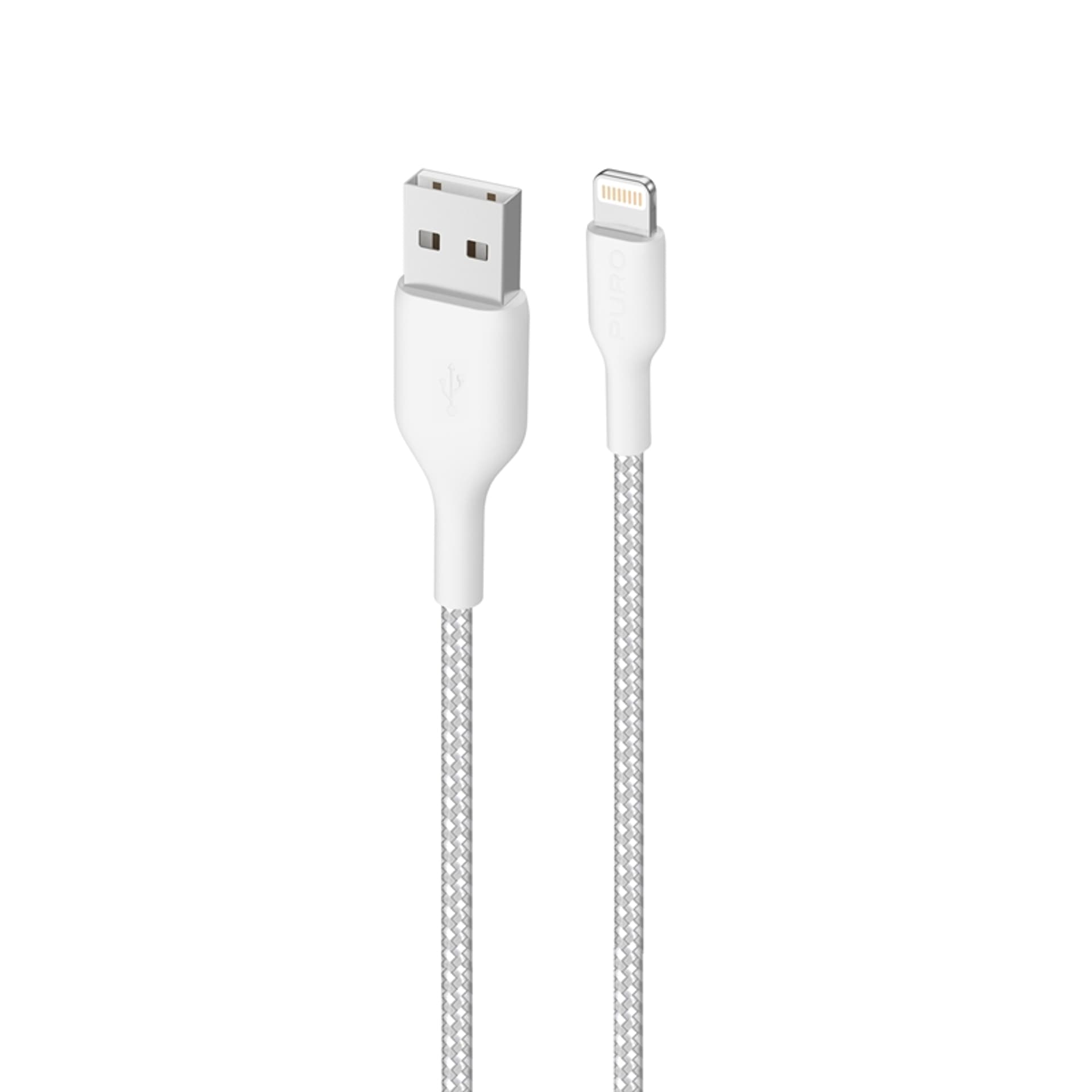 

PURO Fabric Ultra Strong - Kabel w oplocie heavy duty USB-A / Lightning certyfikat MFi 2m (biały)