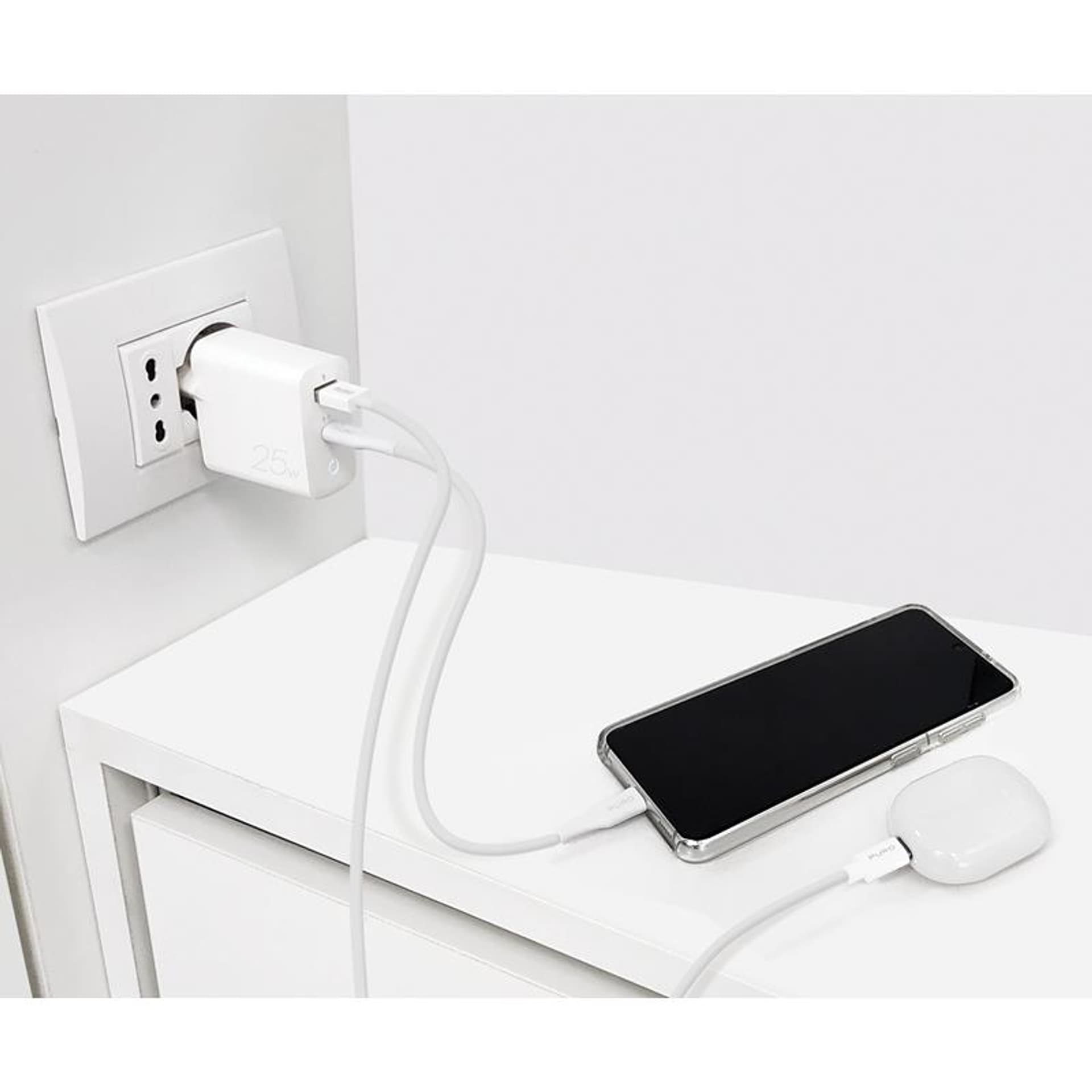 

PURO Mini Fast Travel Charger - Szybka ładowarka sieciowa USB-A + USB-C Power Delivery 25W (biały)