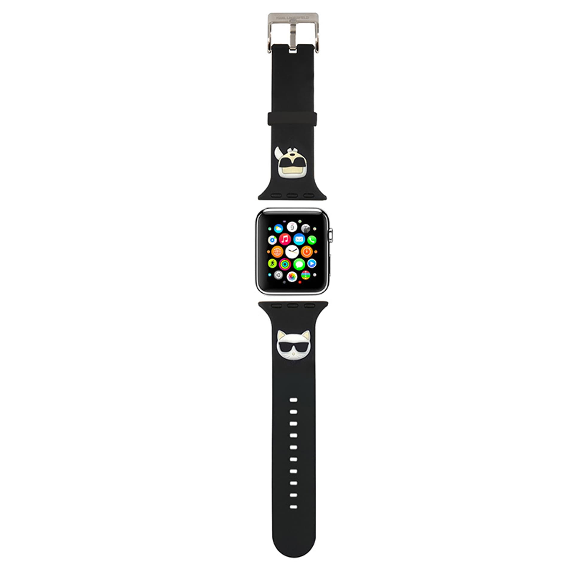 

Karl Lagerfeld Pasek KLAWLSLCKK Apple Watch 42/44/45mm czarny/black strap Silicone Karl & Choupette Heads