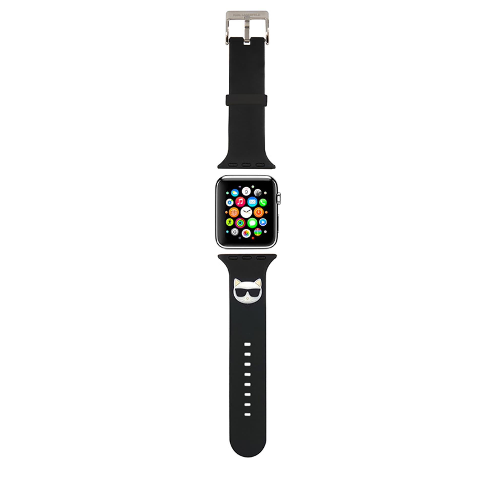 

Karl Lagerfeld Pasek KLAWMSLCK Apple Watch 38/40/41mm czarny/black strap Silicone Choupette Heads