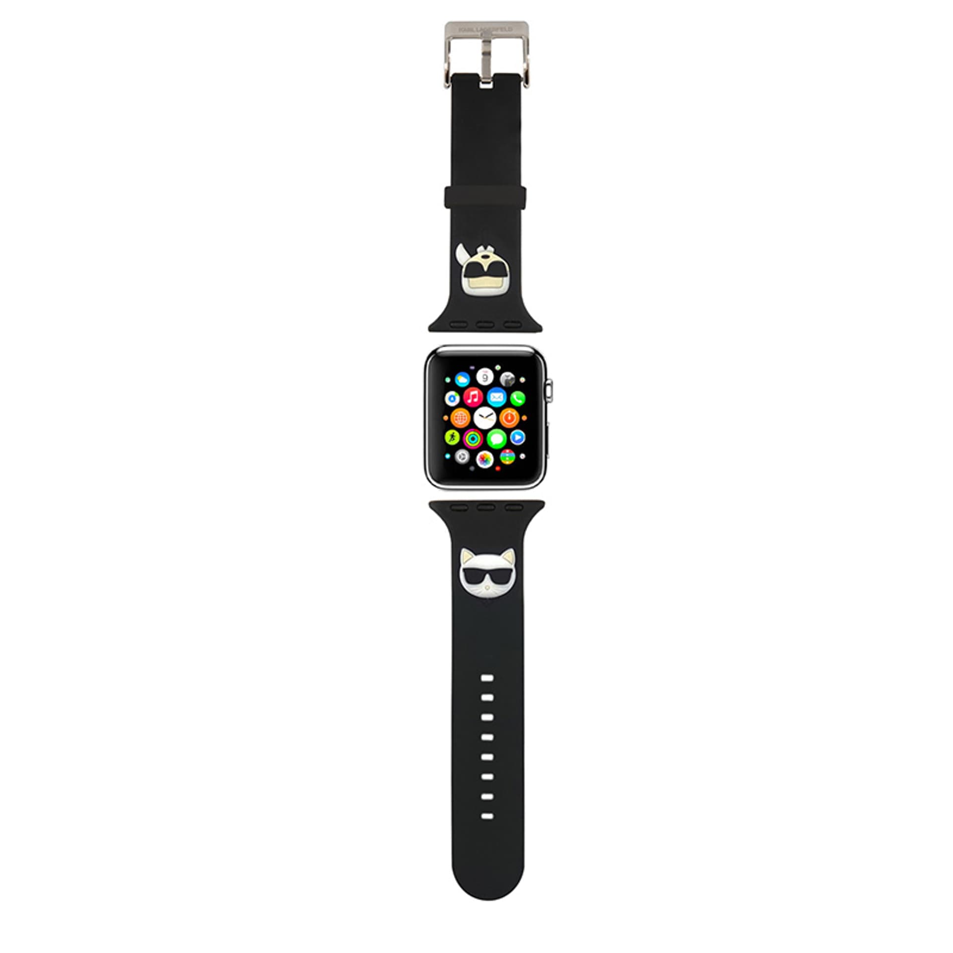 

Karl Lagerfeld Pasek KLAWMSLCKK Apple Watch 38/40/41mm czarny/black strap Silicone Karl & Choupette Heads