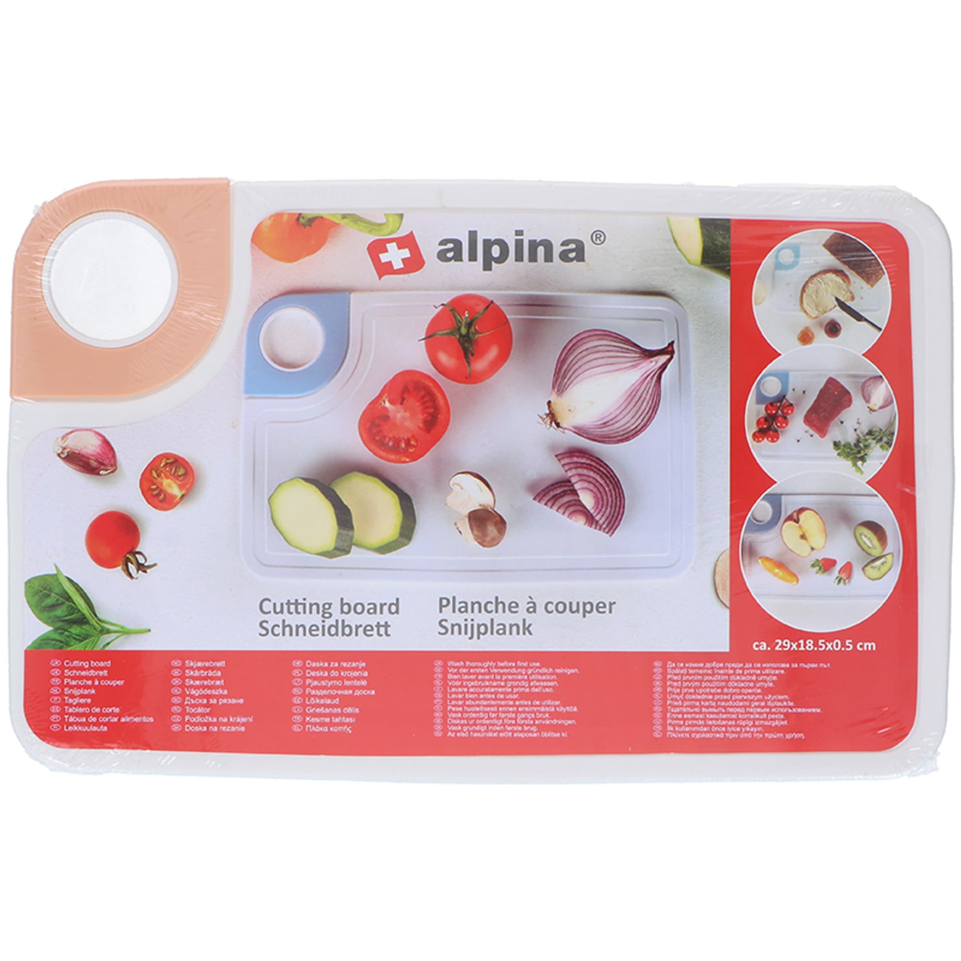 

Alpina - deska do krojenia z wytrzymałego tworzywa (pomarańczowy uchwyt)