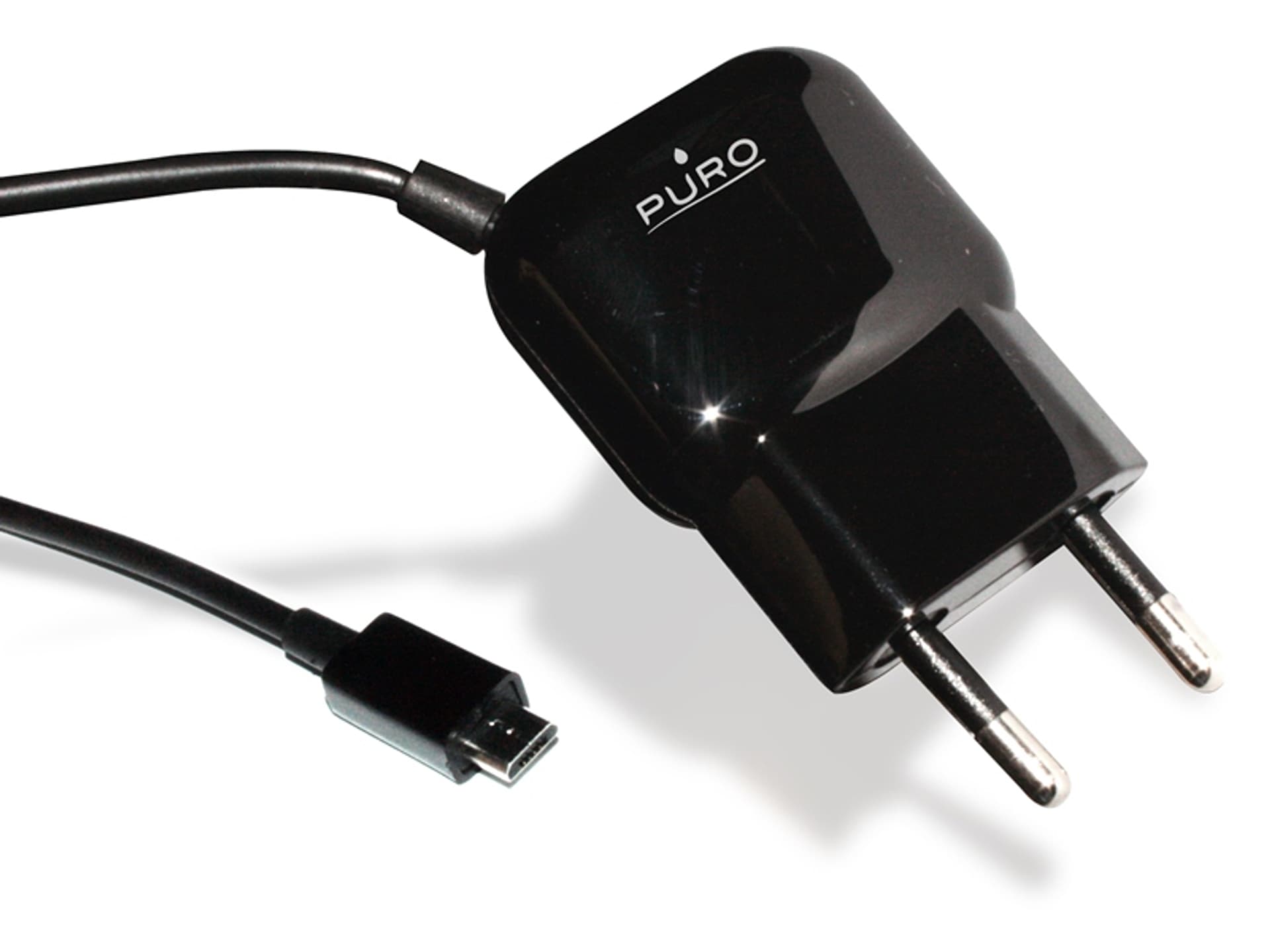 

PURO Mini Travel Charger - Przenośna ładowarka sieciowa z kablem Micro USB (czarny)