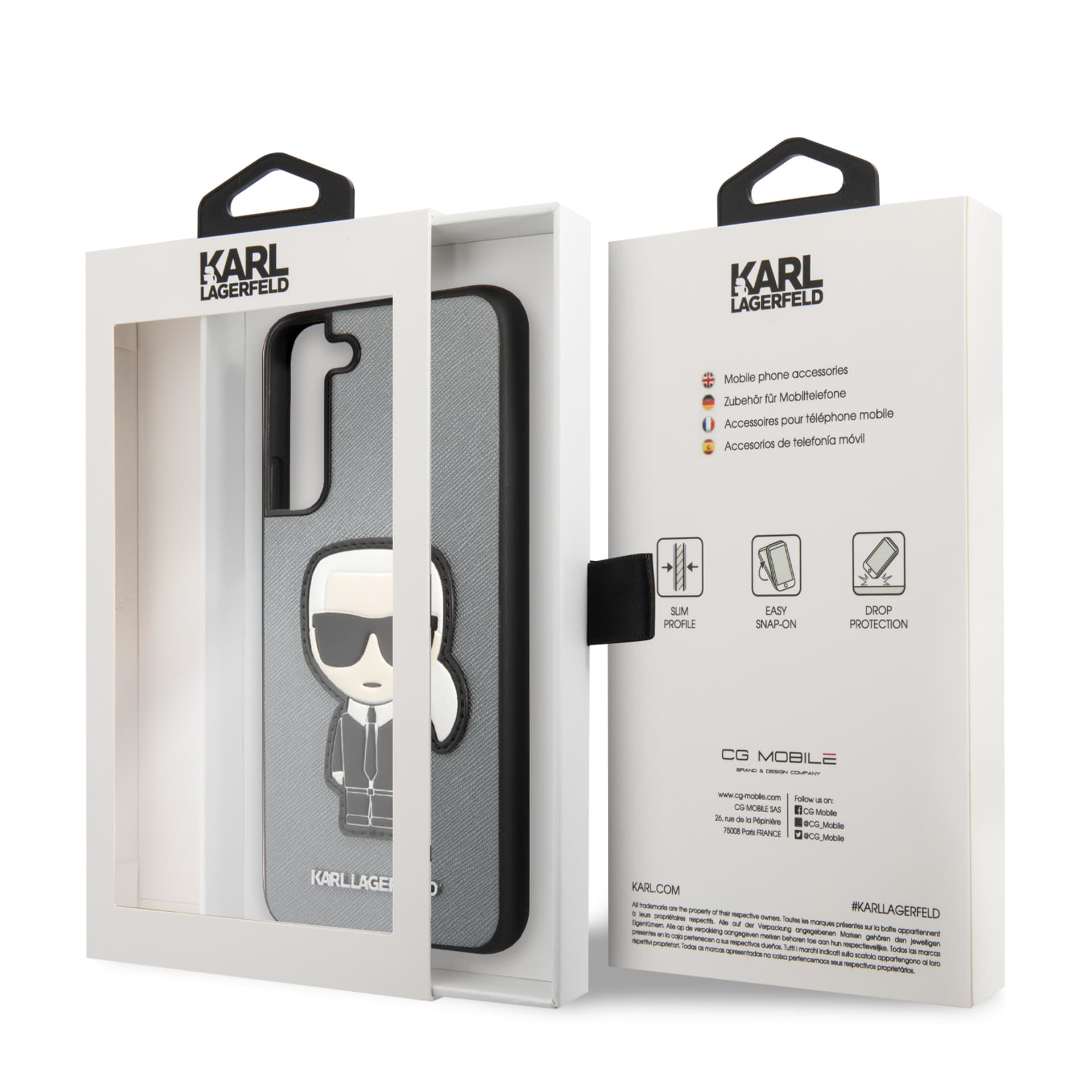 

Karl Lagerfeld KLHCS22MOKPG S906 S22+ srebrny/silver hardcase Saffiano Ikonik Karl`s Patch