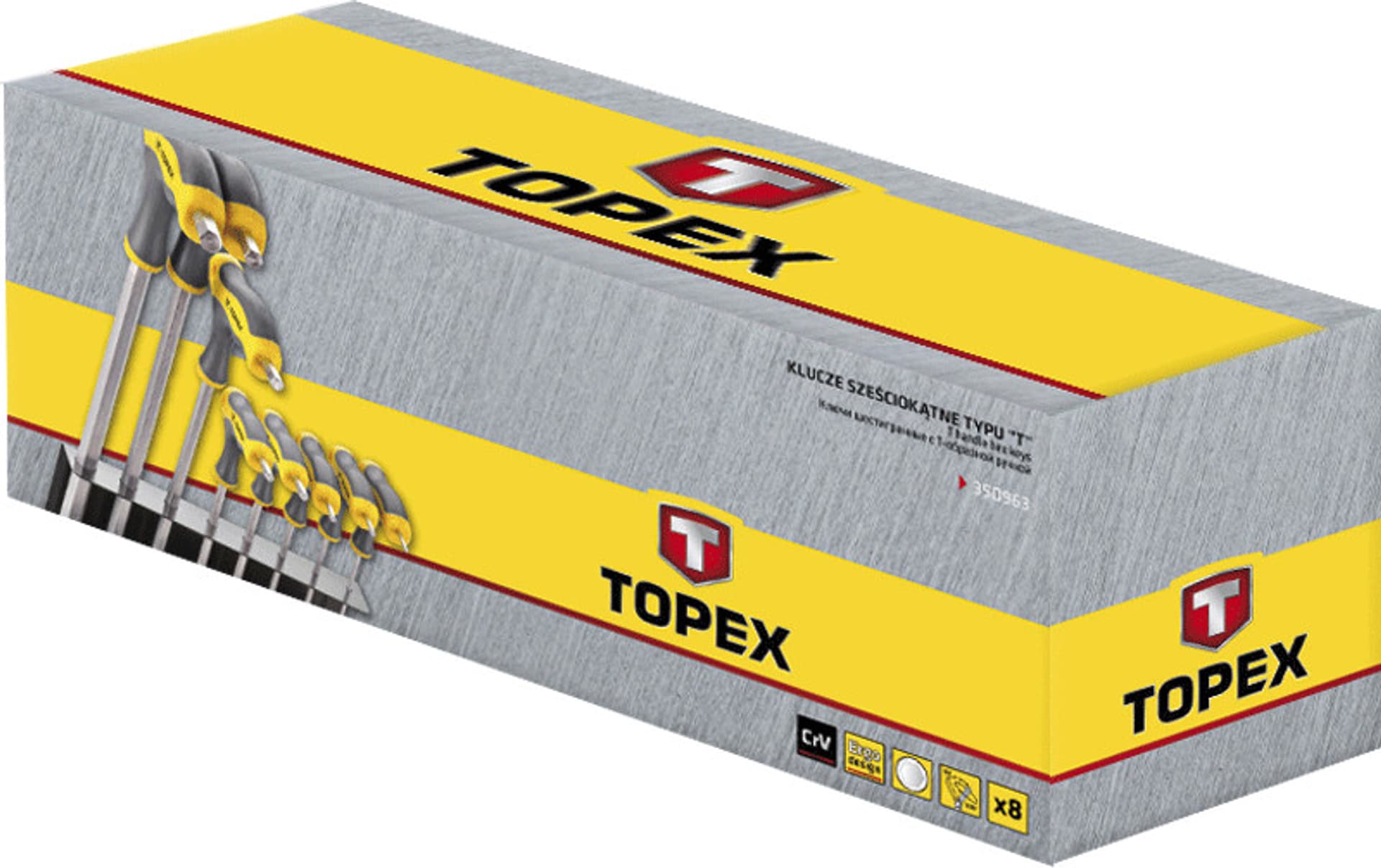 

Klucze sześciokątne typu "T" 2-10 mm, zestaw 8 szt.