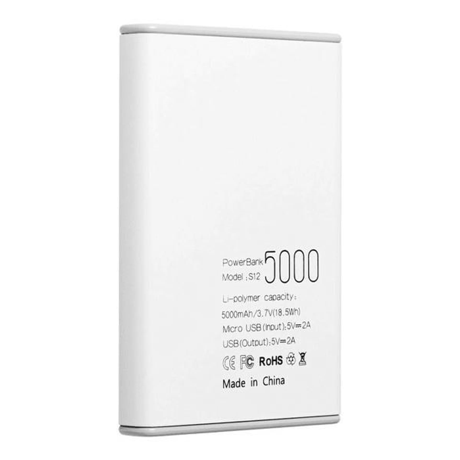 

Powerbank PURIDEA 5000mAh biały/white S12