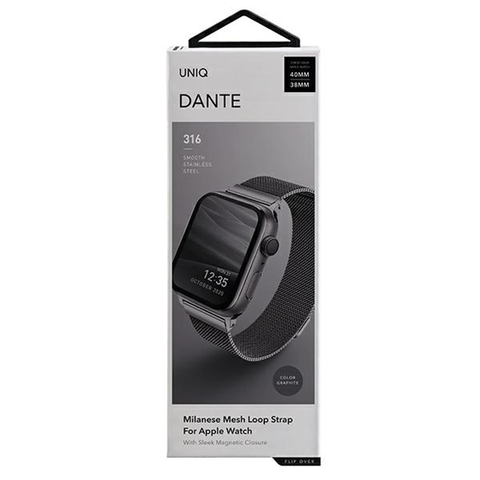 

UNIQ pasek Dante Apple Watch Series 4/5/6/7/8/SE/SE2 38/40/41mm Stainless Steel grafitowy/graphite