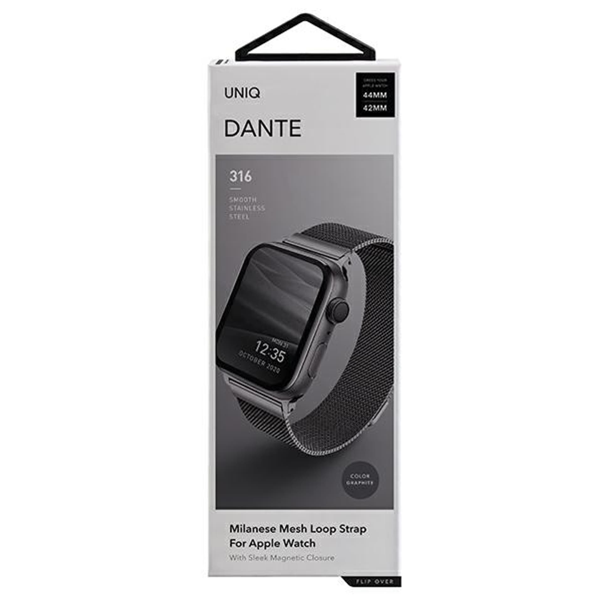 

UNIQ pasek Dante Apple Watch Series 4/5/6/7/8/SE/SE2 42/44/45mm Stainless Steel grafitowy/graphite