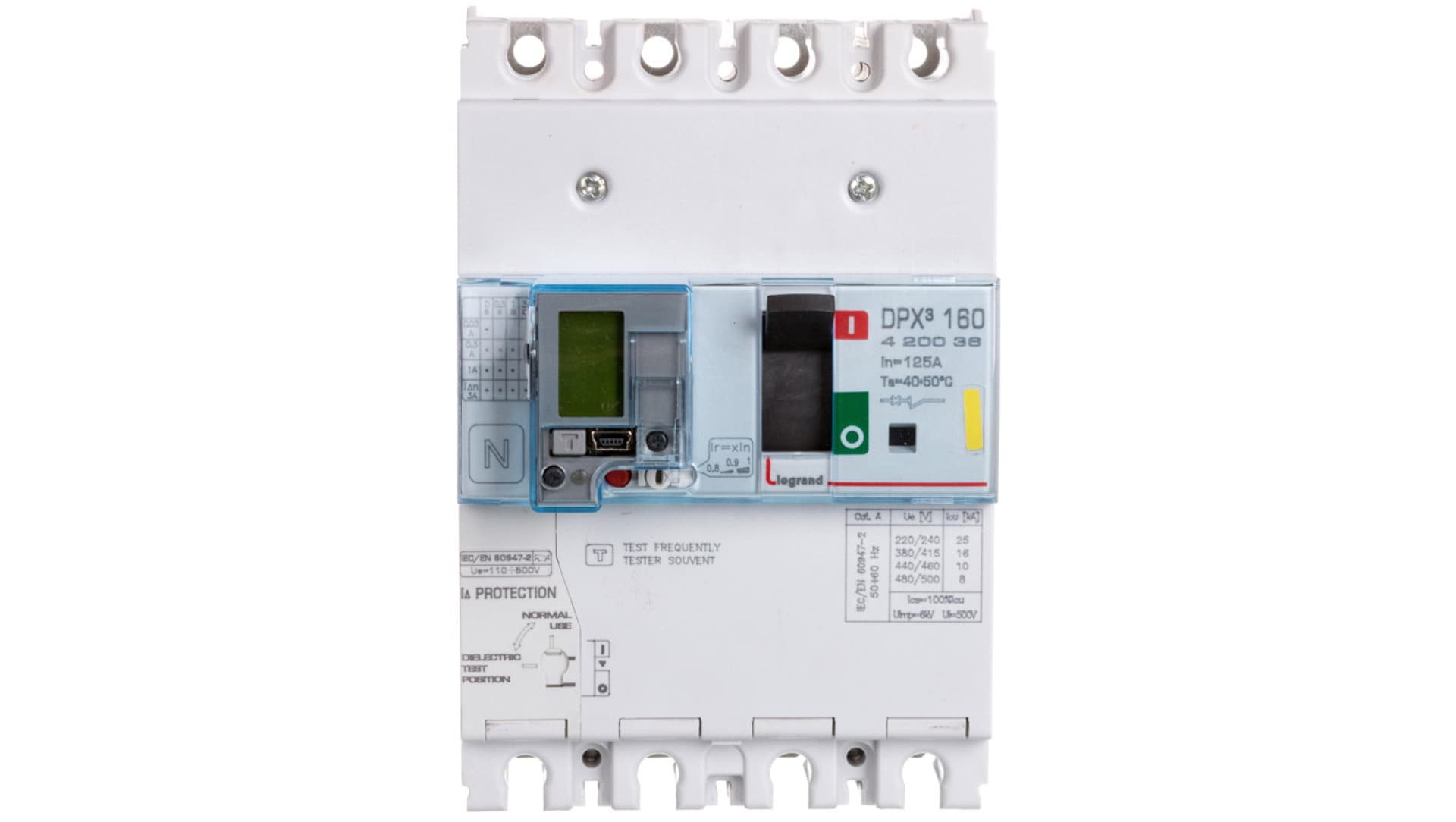 

Wyłącznik mocy z zabezpieczniem różnicowprądowym 4P 125A 16kA DPX3 160+BL.R 420036