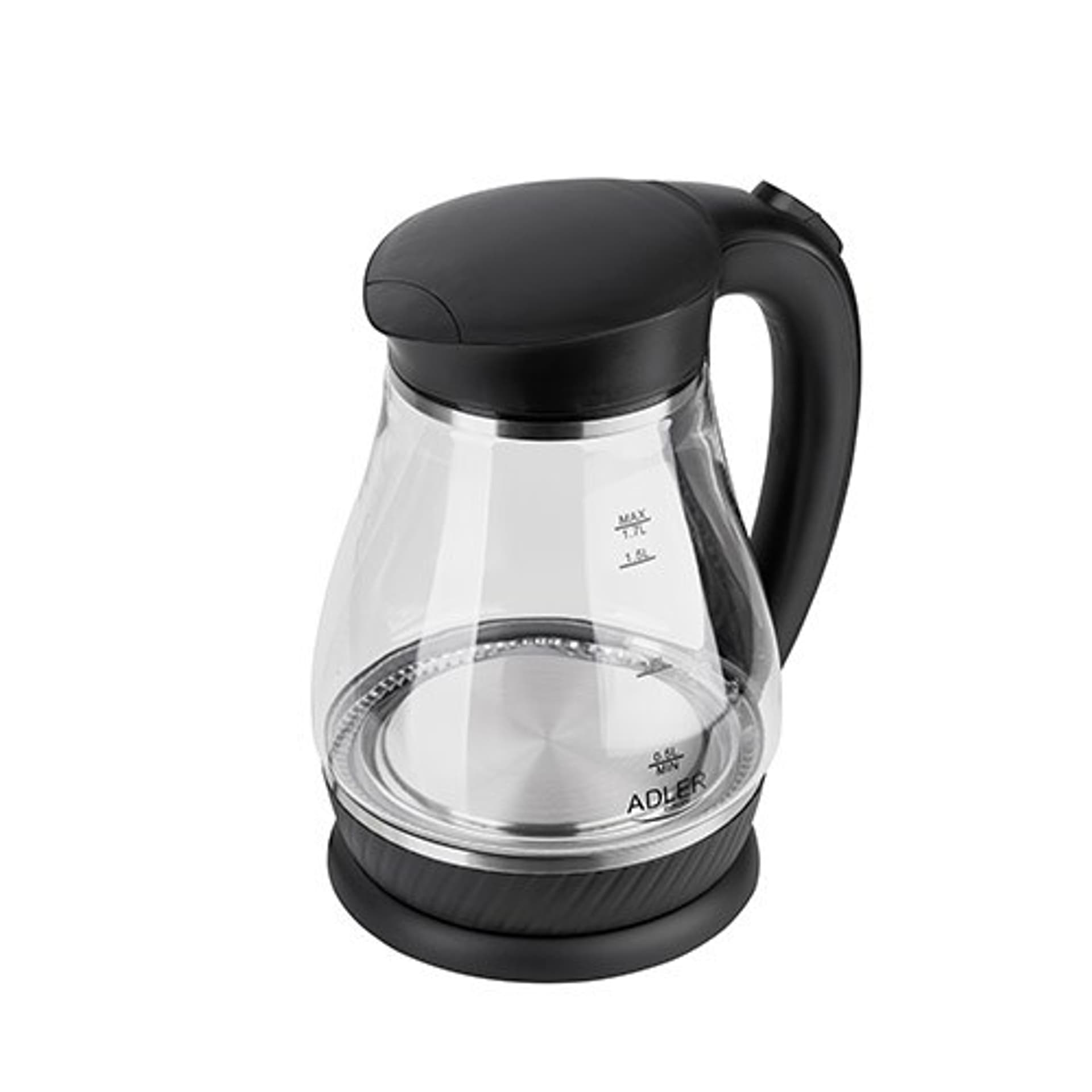 

Adler Kettle AD 1274 Standard, Plastic, glass, Black/ transparent, 2200 W, 360 rotational base, 1.7 L