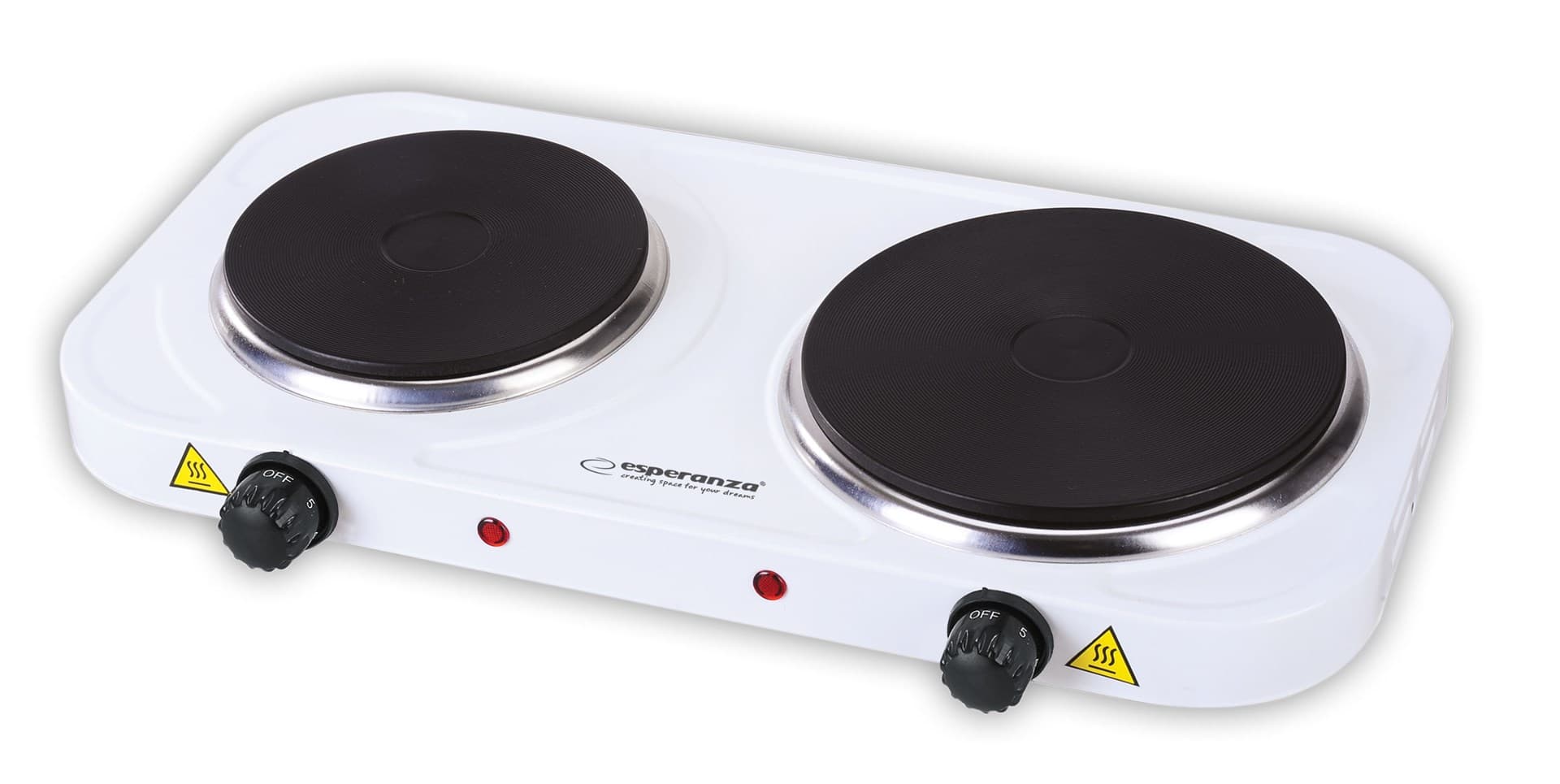 

Kuchenka elektryczna Esperanza YELLOWSTONE EKH007W (Płyta elektryczna; 2 pola grzejne; 1000W, 1500W; kolor biały)
