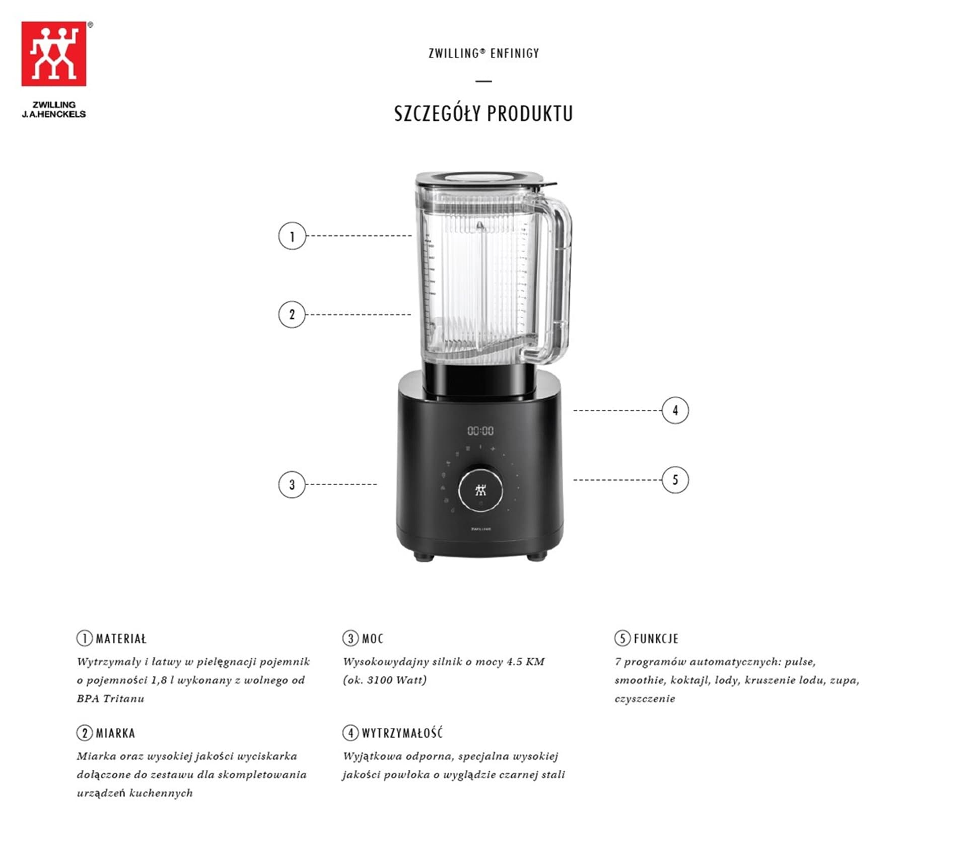 

Blender wysokowydajny Pro ZWILLING Enfinigy 53001-001-0 Czarny